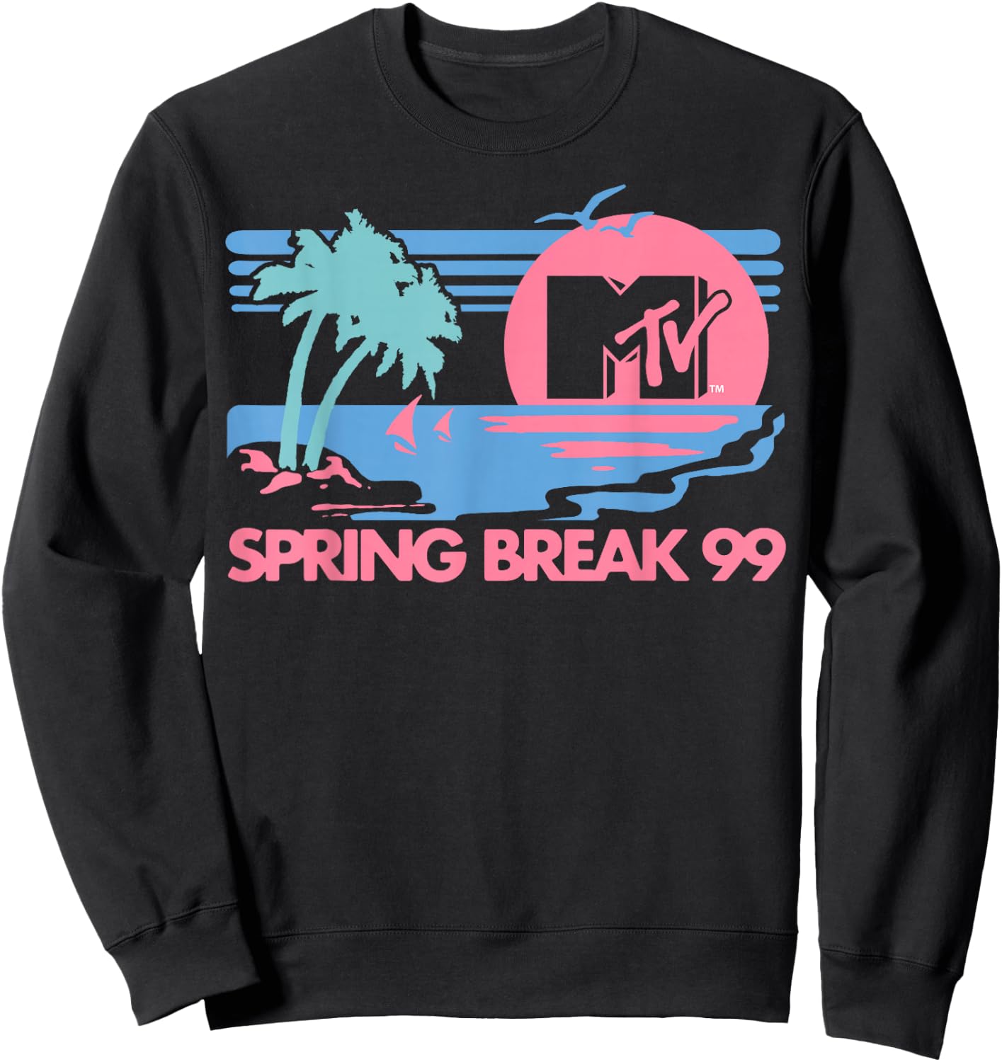 MTV Pastel Colors Beach Spring Break Logo Sweatshirt - Sweatshirt | Black