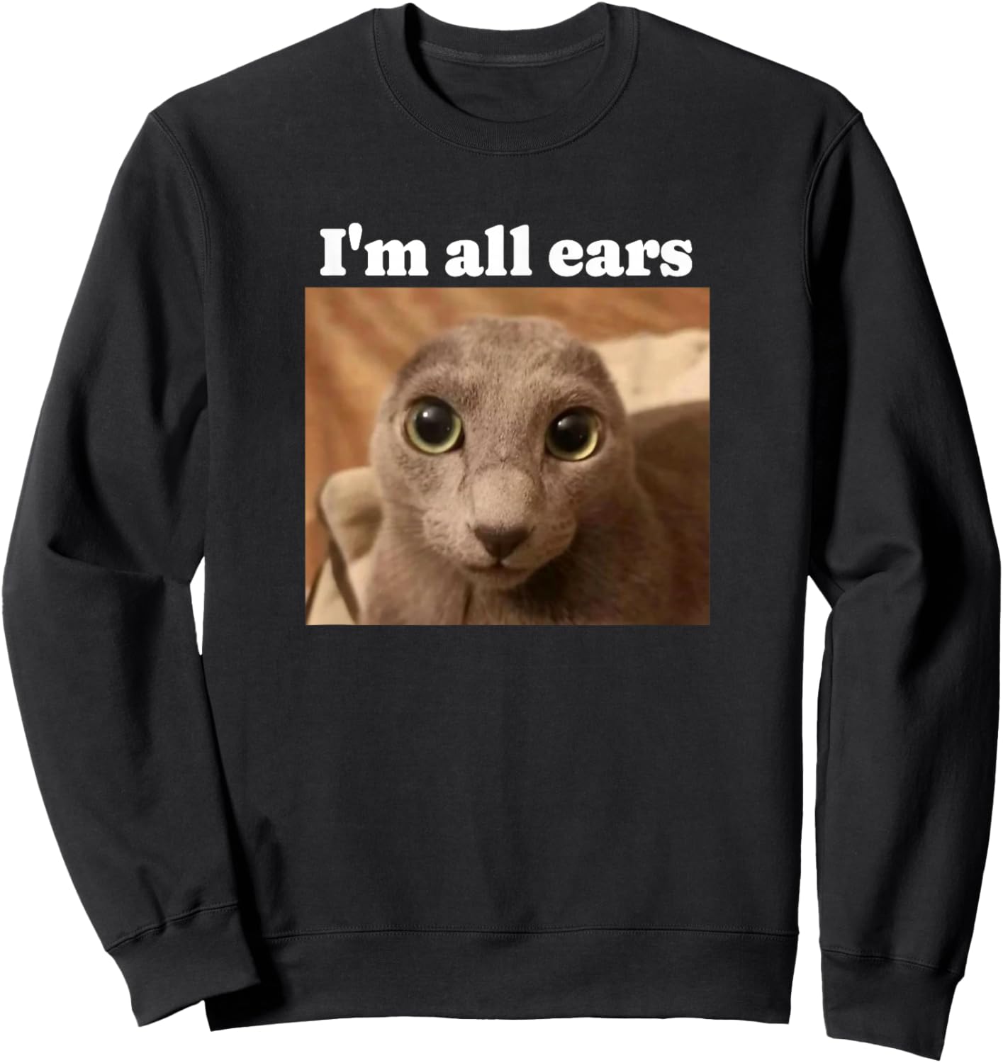 Funny no ears cat meme Sweatshirt - Sweatshirt | Black