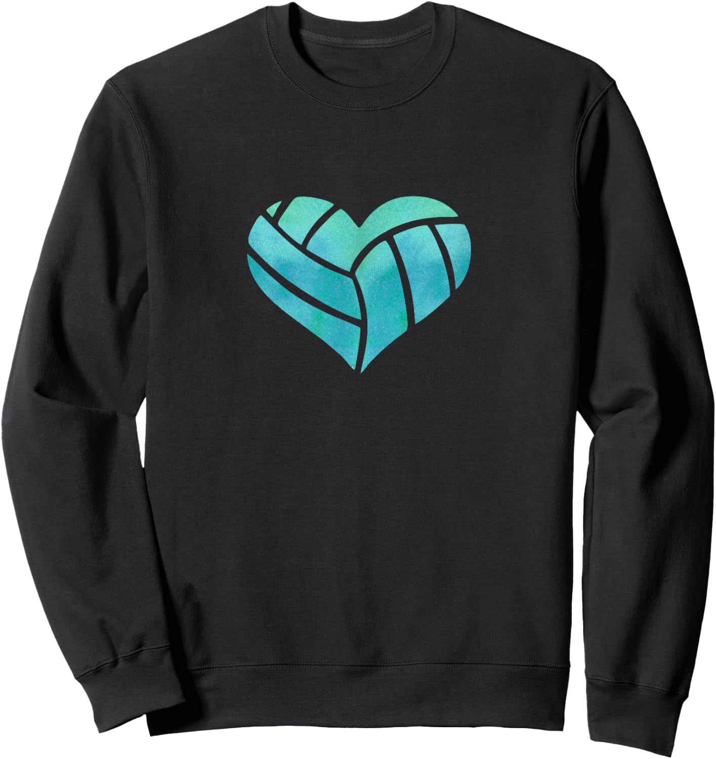 Volleyball Heart Teal Watercolor Gift a Girl Sweatshirt - Sweatshirt | Black