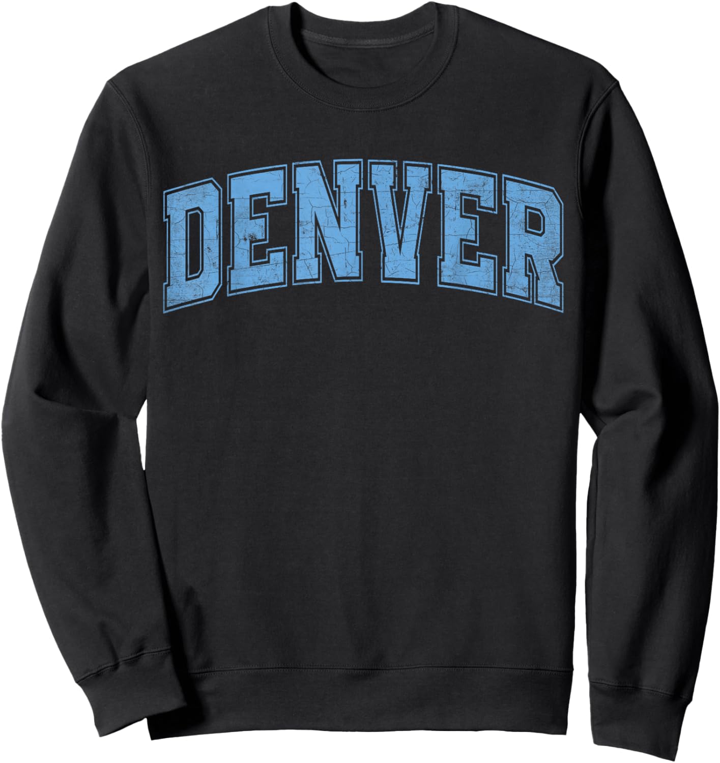 Denver Light Blue Vintage Style Retro Text Sweatshirt - Sweatshirt | Black