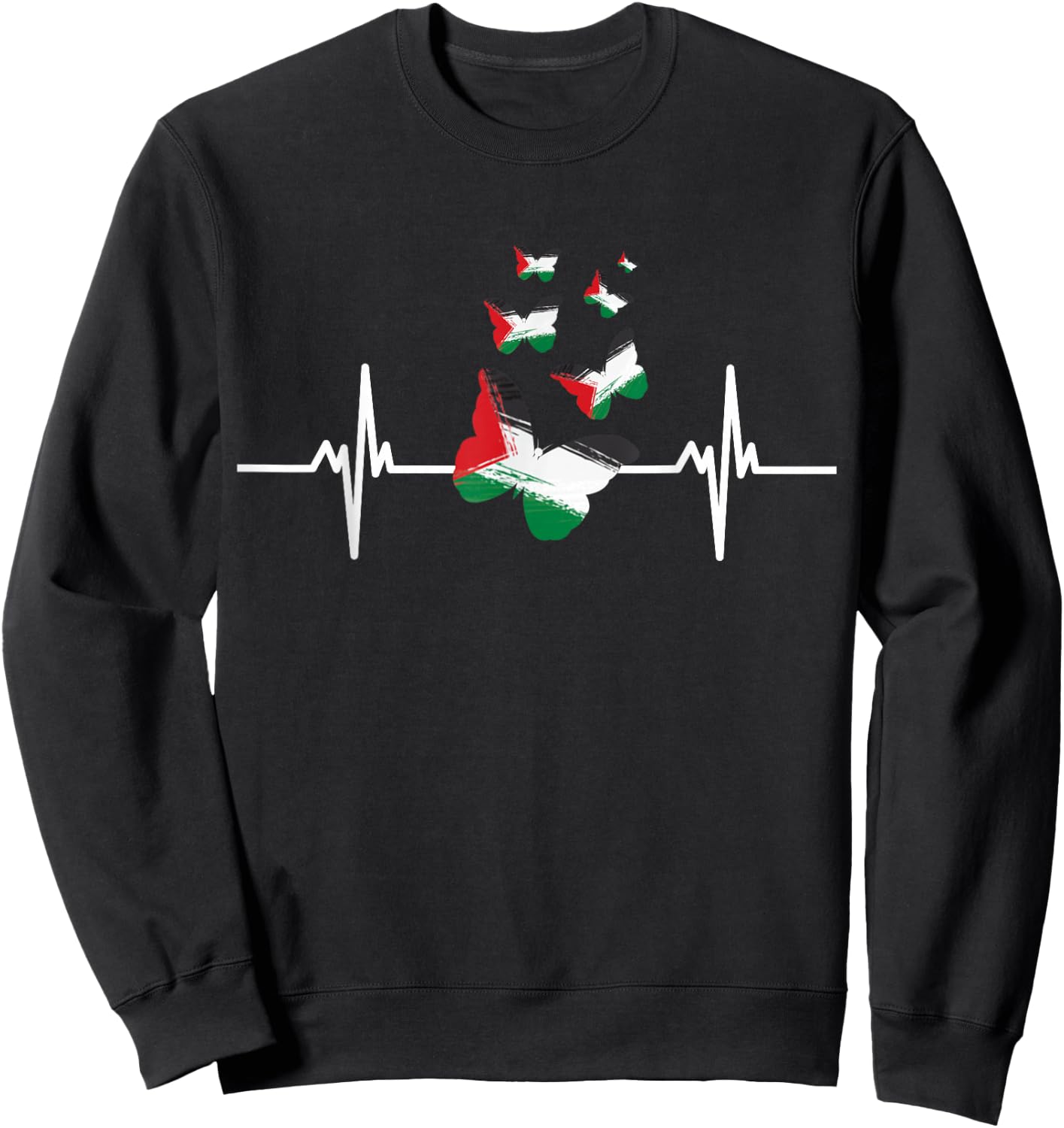 Palestinians Girls Butterflies Palestine Map Colors Sweatshirt - Sweatshirt | Black
