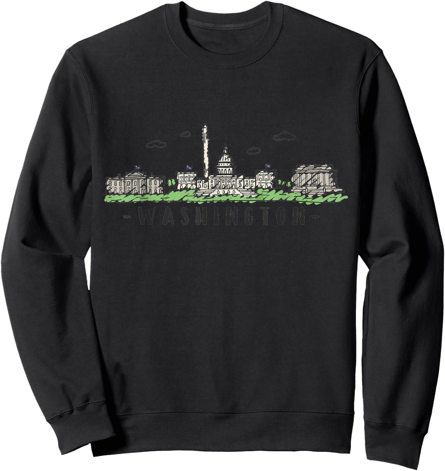 Washington DC Skyline Vintage Sweatshirt - Sweatshirt | Black