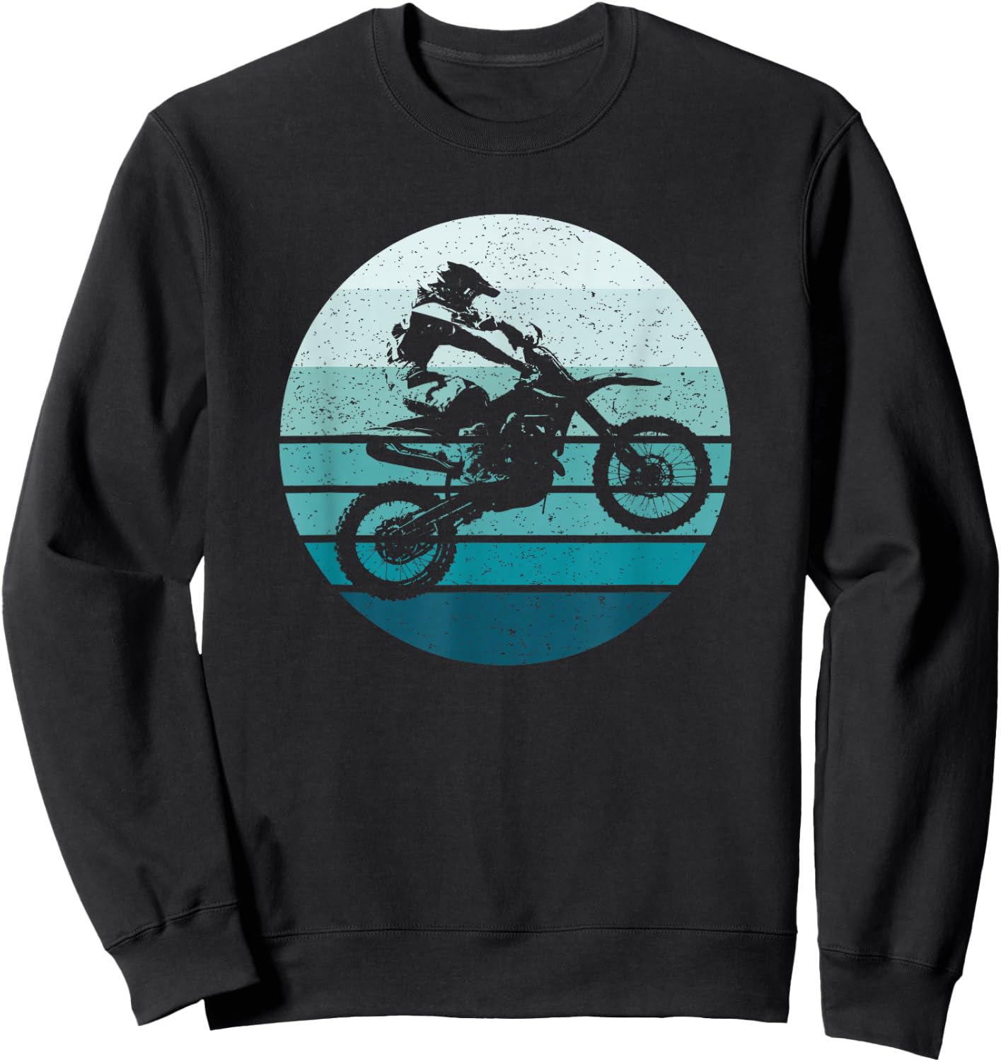 Motocross, Vintage, Dirt Bike Rider, Sunset Background Sweatshirt - Sweatshirt | Black