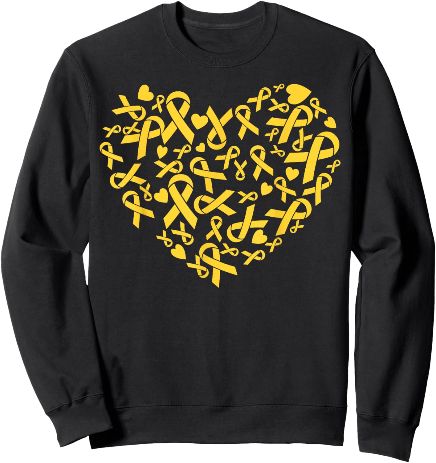 Endometriosis Awareness Month Heart Yellow Ribbon Support Sweatshirt - Sweatshirt | Black
