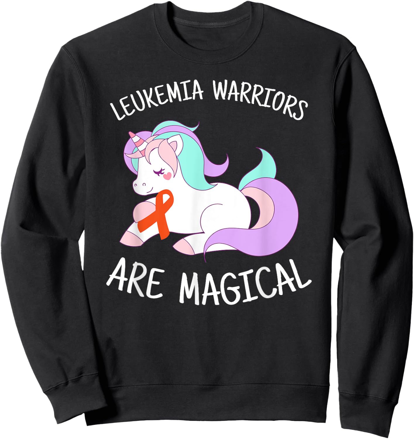 Unicorn Leukemia Awareness Gift, Leukemia Warrior Sweatshirt - Sweatshirt | Black