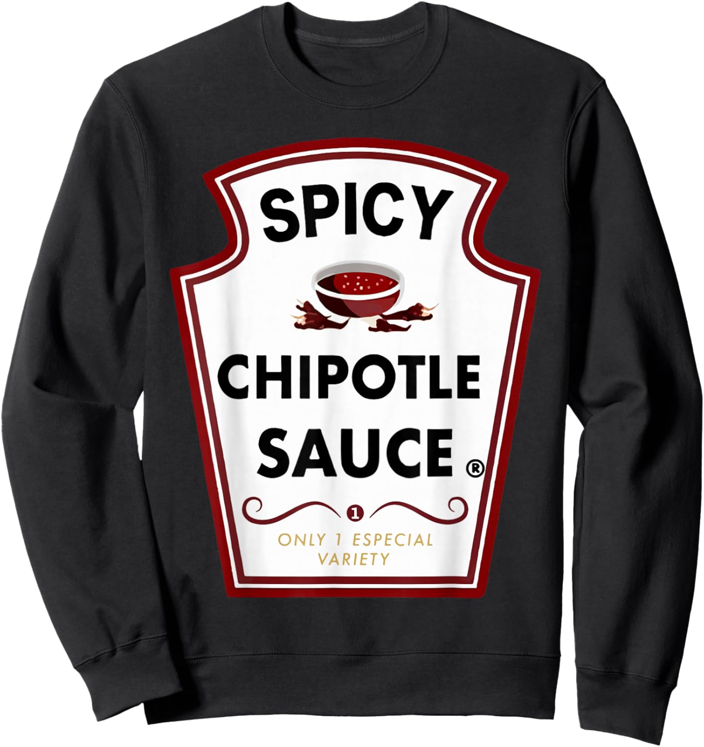 Cute Group Condiments Halloween Costume Spicy Chipotle Sauce Sweatshirt - Sweatshirt | Black