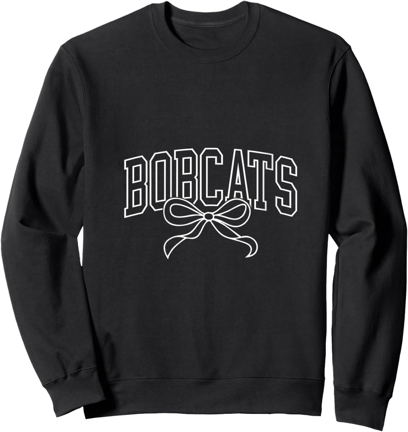 Coquette Bow Bobcats Back to School Team Spirit V-Neck Sweatshirt - Sweatshirt | Black