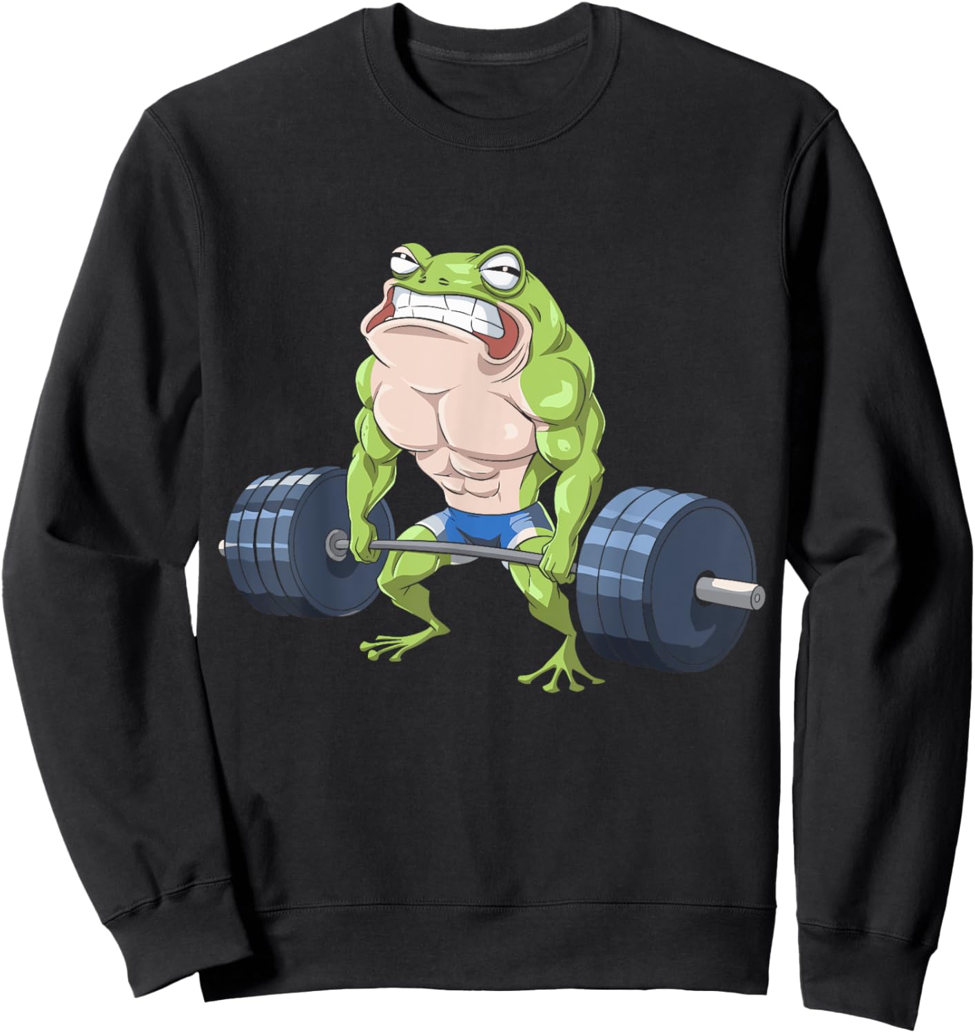 Funny Frog Weightlifting Deadlift Fitness Gym Barbell Humor Sweatshirt - Sweatshirt | Black