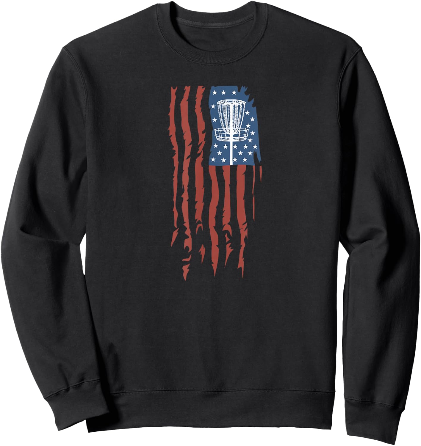 Disc Golf American Flag Retro Frisbee Sports Gift Sweatshirt - Sweatshirt | Black