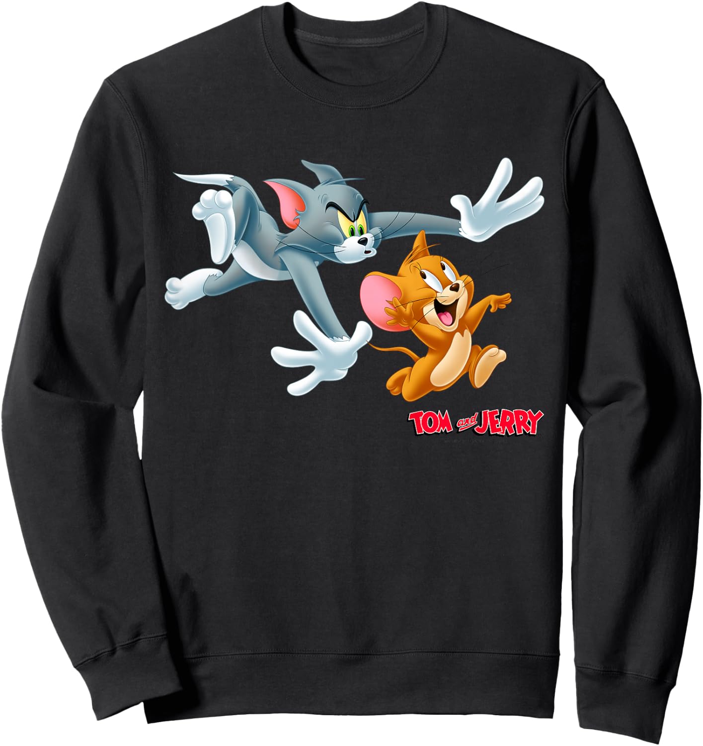 Kids Tom and Jerry Classic Style Chase Portrait Sweatshirt - Sweatshirt | Black