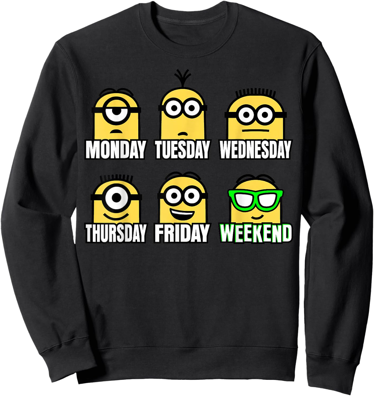 Despicable Me Minions Days and Expressions Of the Week Sweatshirt - Sweatshirt | Black