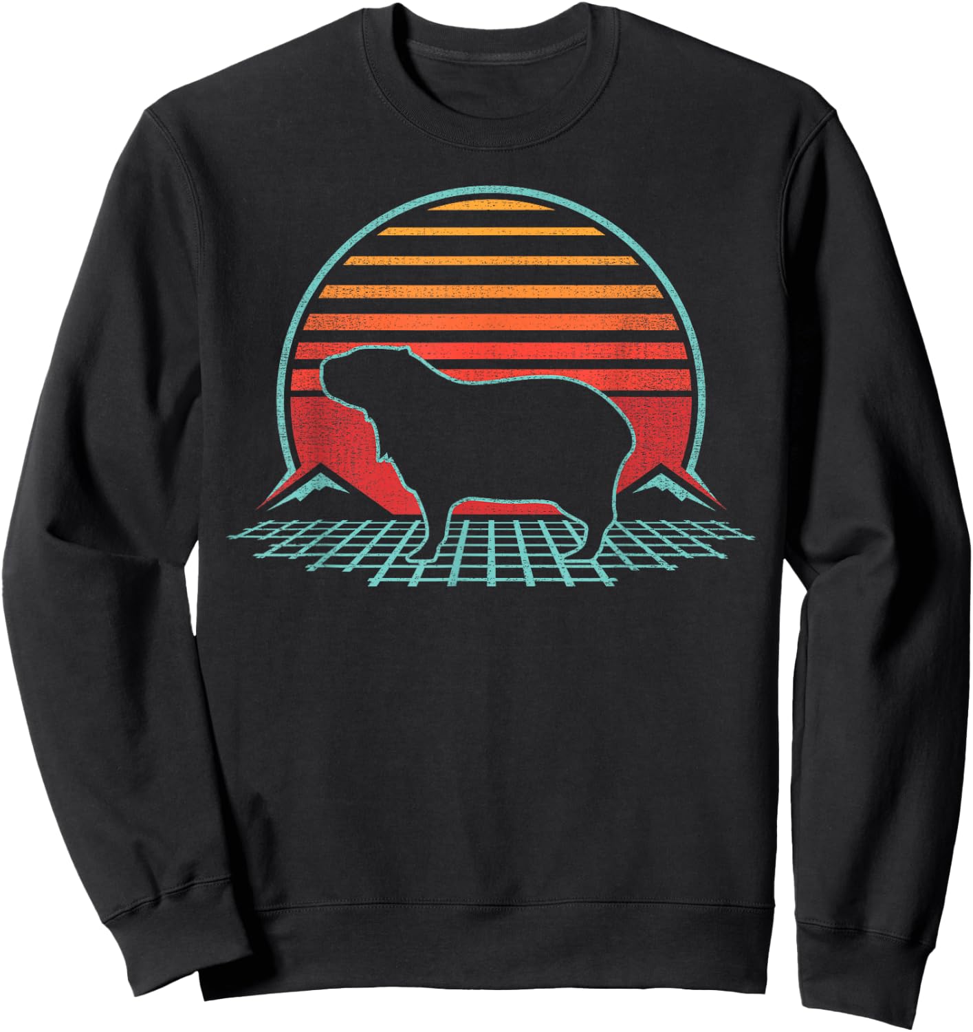 Capybara Lover Animal Retro Vintage 80s Style Sweatshirt - Sweatshirt | Black