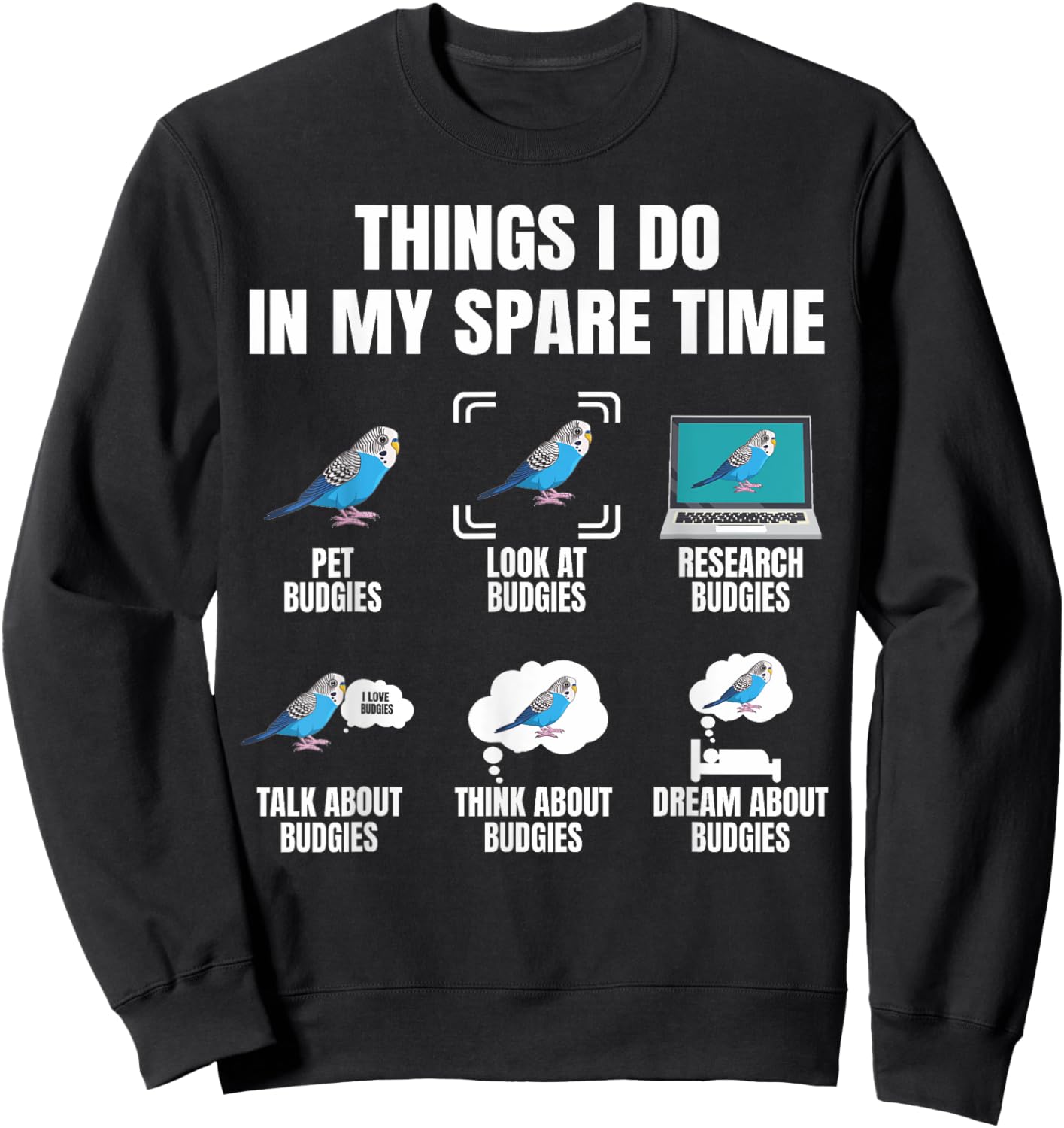 Budgie Dress Budgie Necklace Bird Food Accessories Parakeet Sweatshirt - Sweatshirt | Black