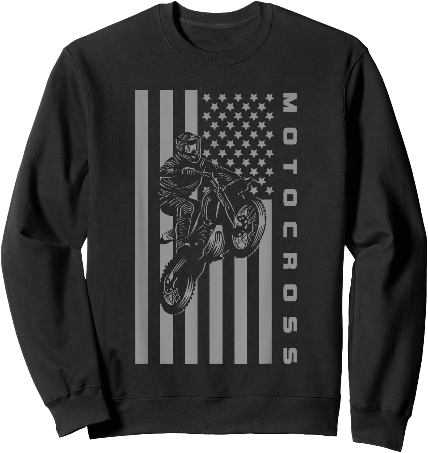 American Flag Dirt Bike Motocross Apparel - Motocross Sweatshirt - Sweatshirt | Black