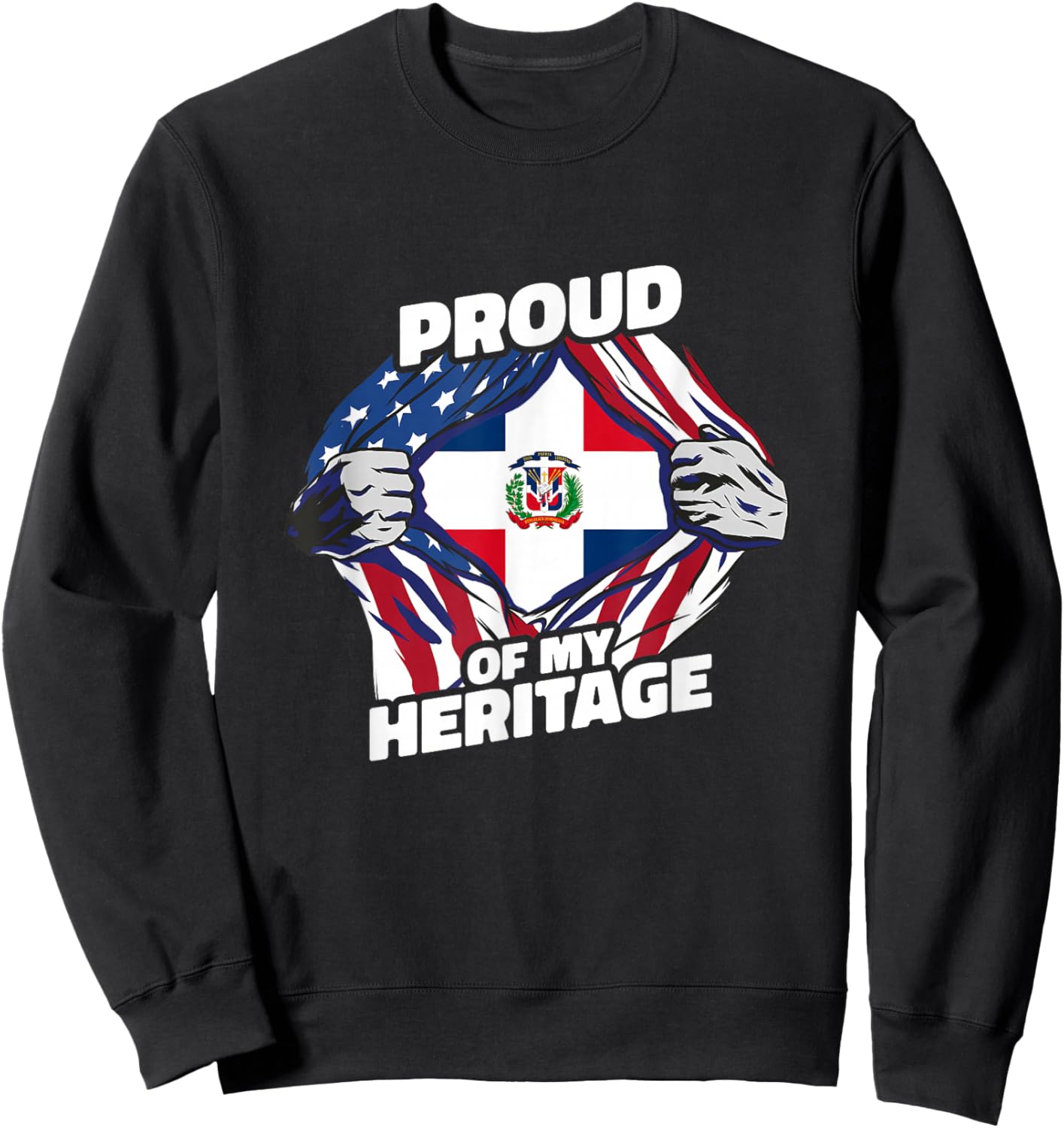 Proud of My Heritage - Dominican Republic American Flag Sweatshirt - Sweatshirt | Black