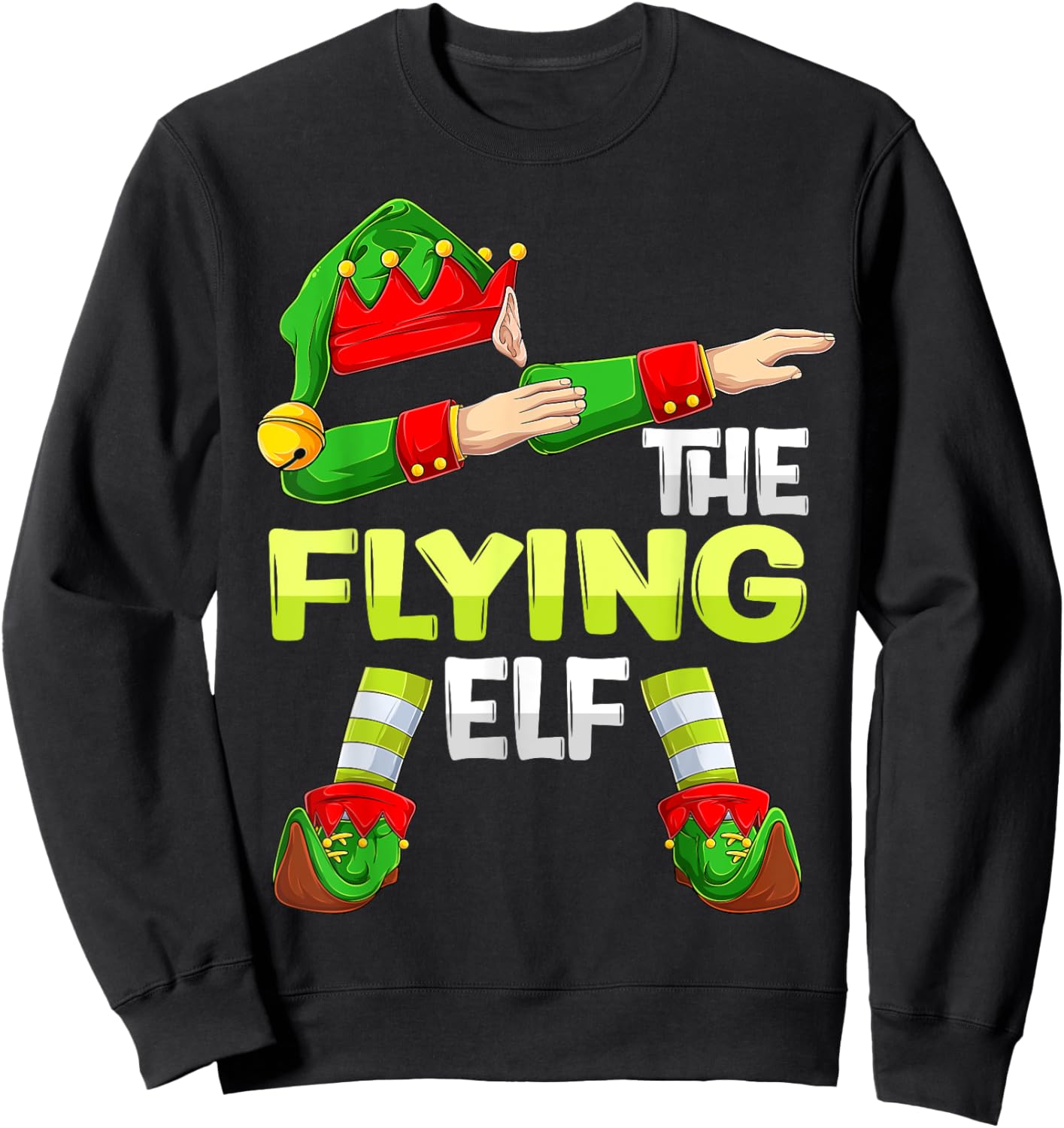 Dabbing Elf Christmas Pilote Pilotes Airplane The Flying Elf Sweatshirt - Sweatshirt | Black