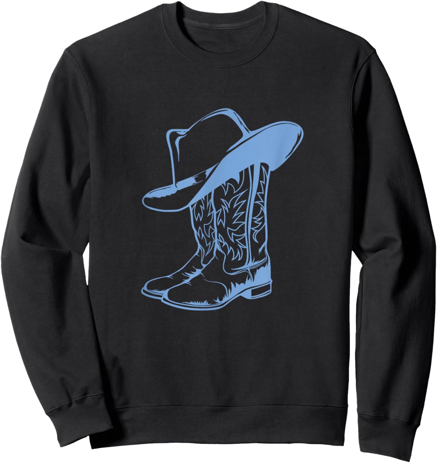 Coastal Cowgirl Western Blue Cowboy Boots Sweatshirt - Sweatshirt | Black