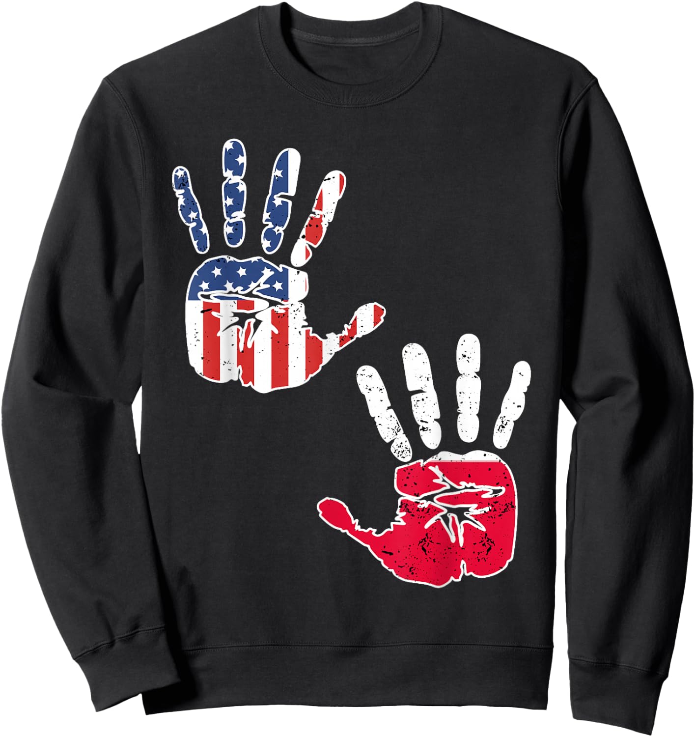 USA Poland Handprint Shirt Proud Polska Flag Polish American Sweatshirt - Sweatshirt | Black