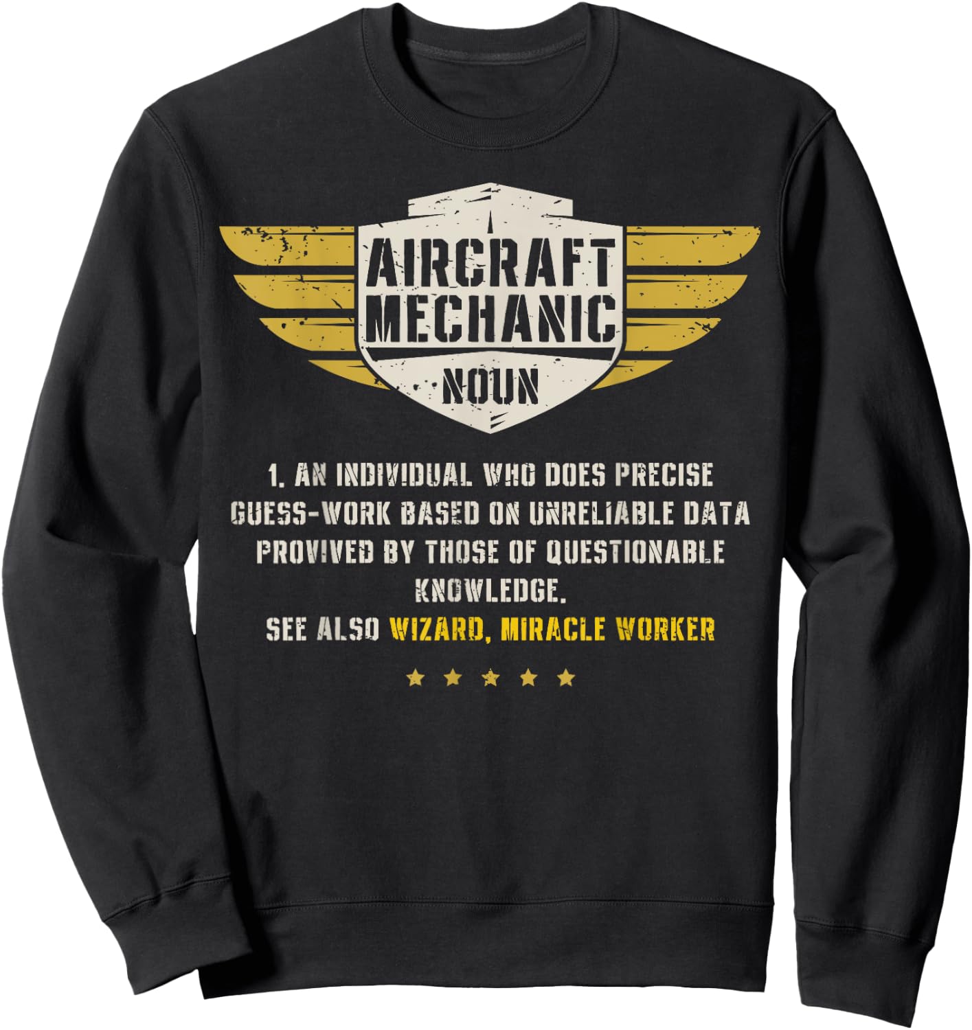 Aircraft Mechanic Definition Funny Noun Meaning Gifts Men Sweatshirt - Sweatshirt | Black