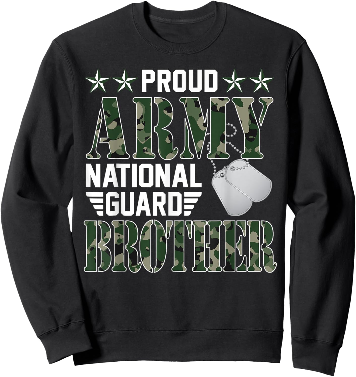 Proud Army National Guard Brother Military Family Veteran Sweatshirt - Sweatshirt | Black