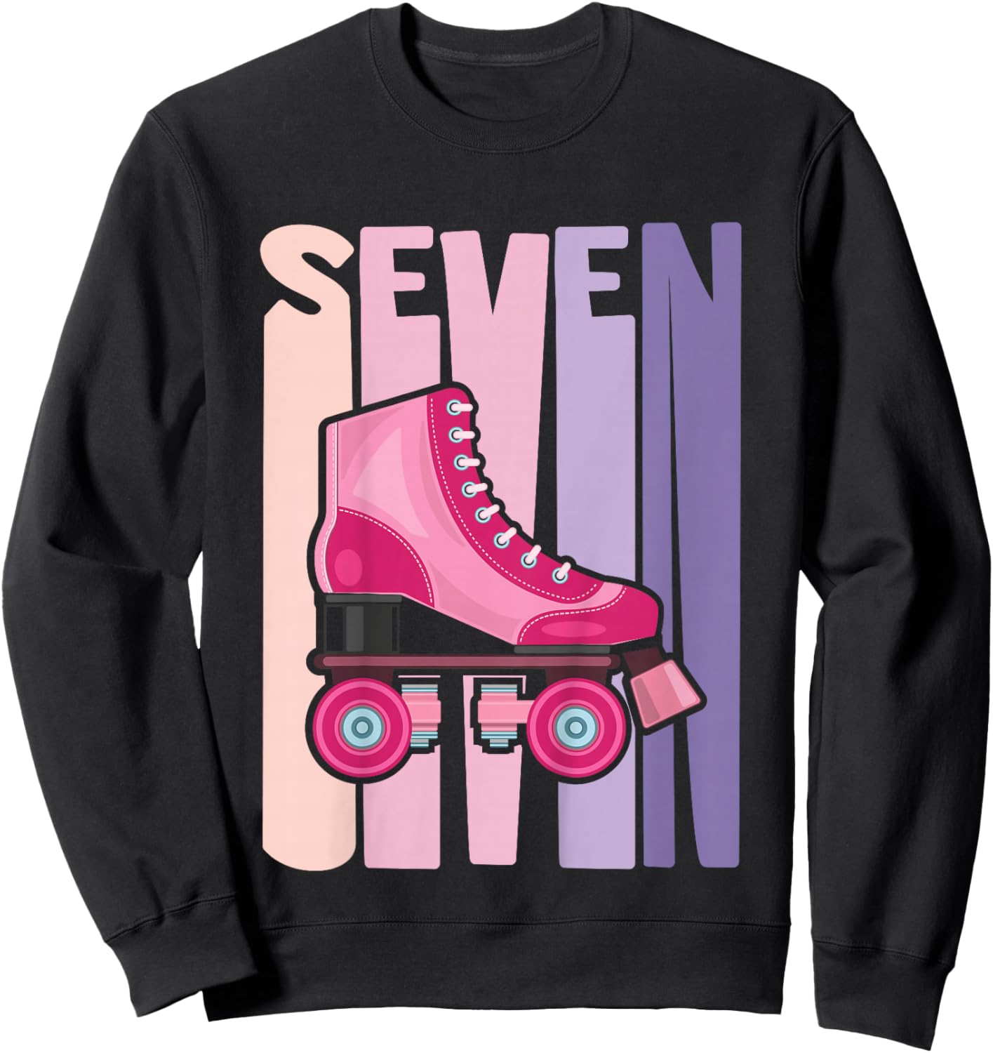 7 Year Old Cute Roller Skating Birthday Girl 7th B-Day Sweatshirt - Sweatshirt | Black