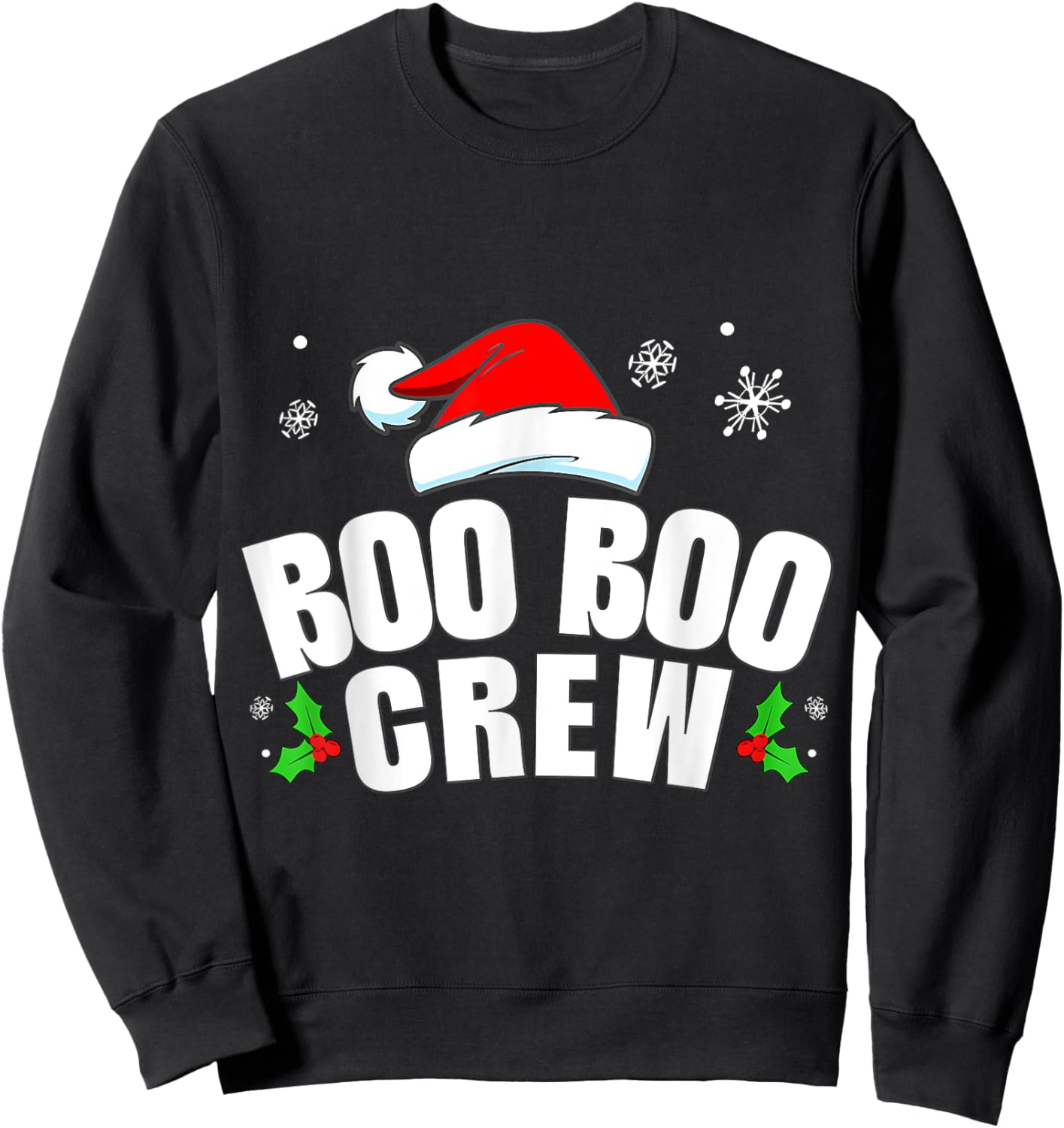 Christmas Boo Boo Crew Men Women Buffalo Plaid Sweatshirt - Sweatshirt | Black
