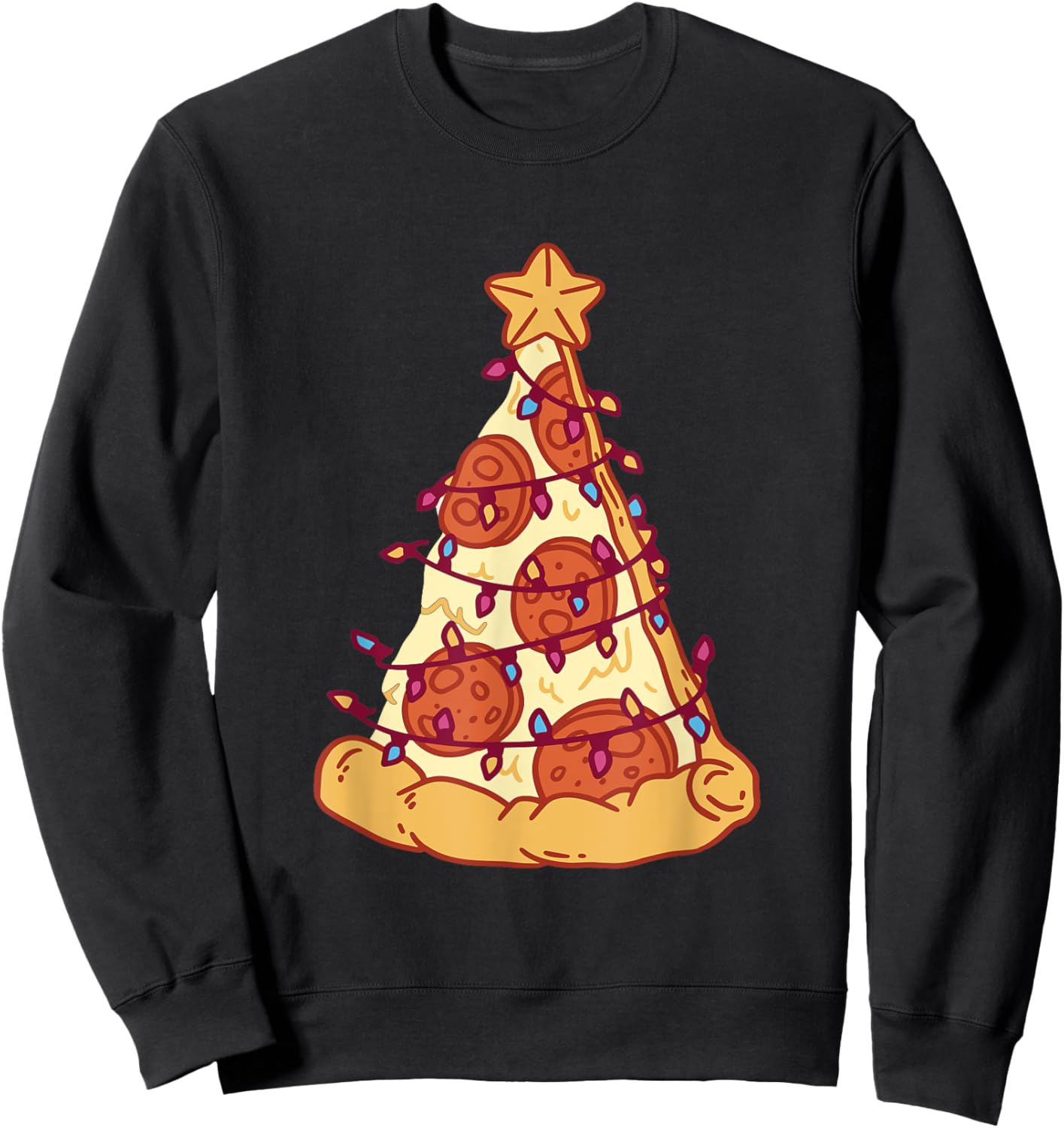 Pizza Christmas Tree Pepperoni Pizza Slice Food Xmas Party Sweatshirt - Sweatshirt | Black