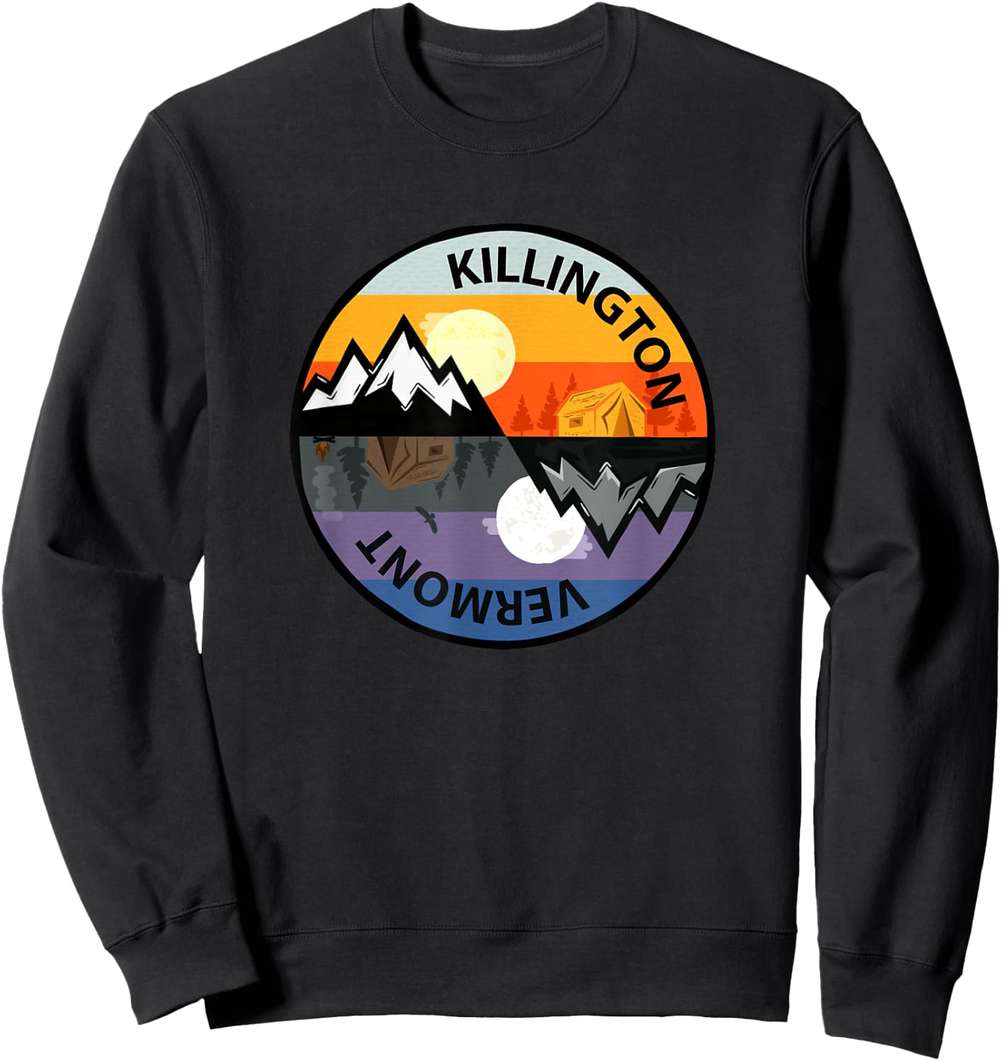 Retro Vintage Killington, Vermont Souvenir Camping Sweatshirt - Sweatshirt | Black