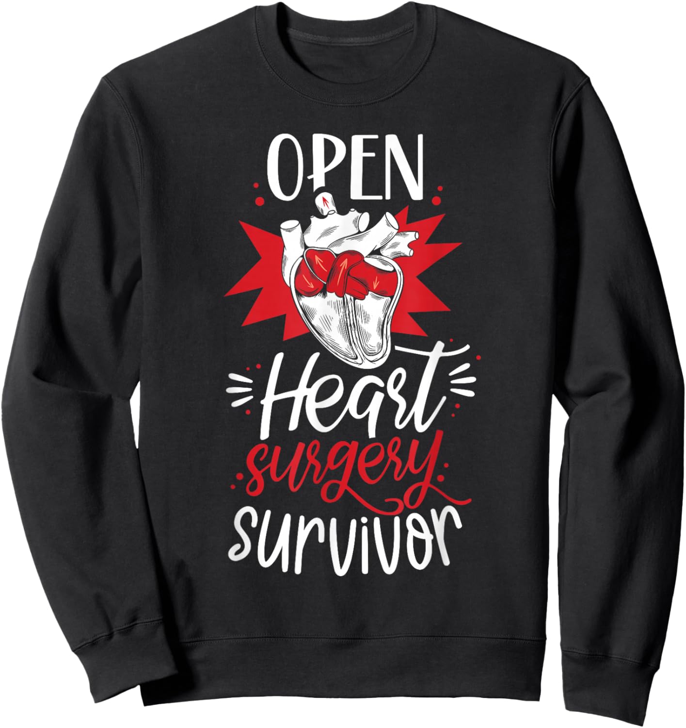Open Heart Surgery Survivor Patient Operation Recovery Sweatshirt - Sweatshirt | Black
