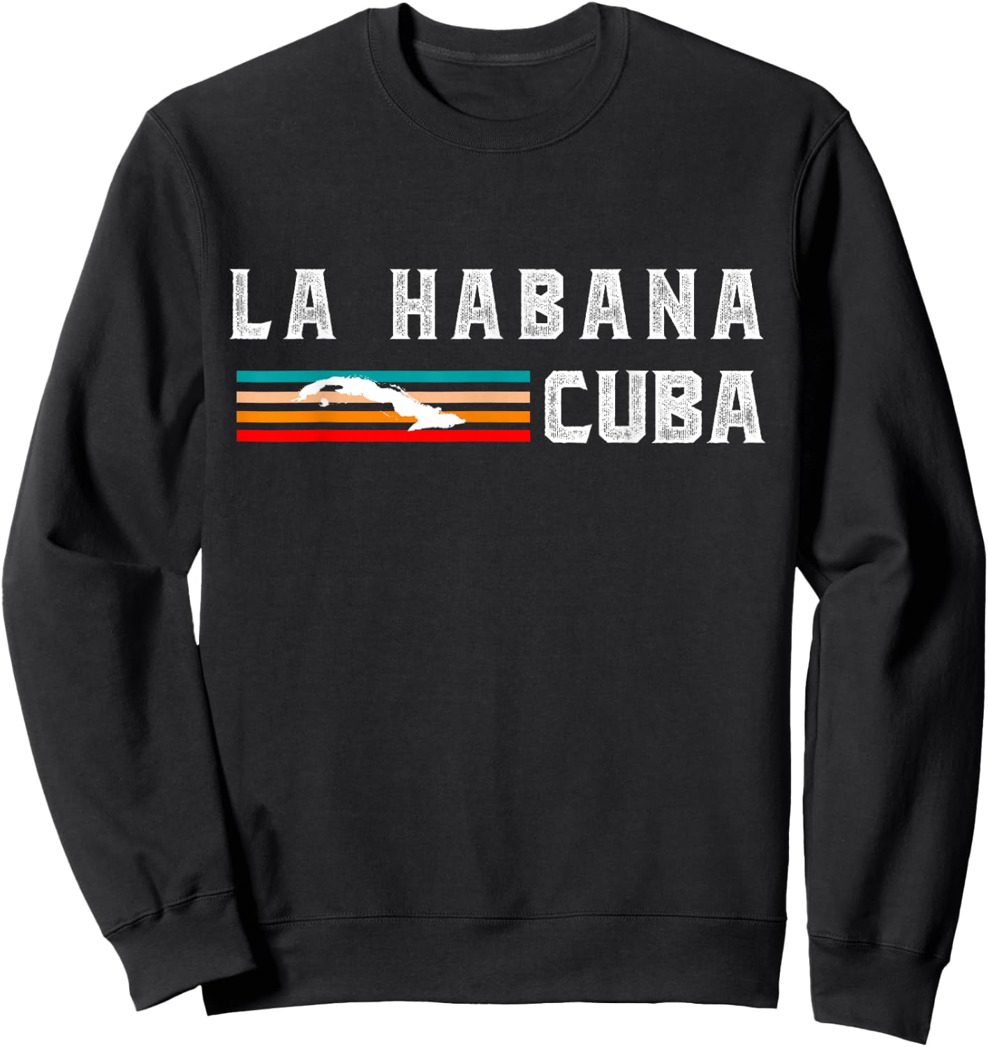 La Habana Cuba Map Souvenir Retro Vintage Cubano Cuba Sweatshirt - Sweatshirt | Black