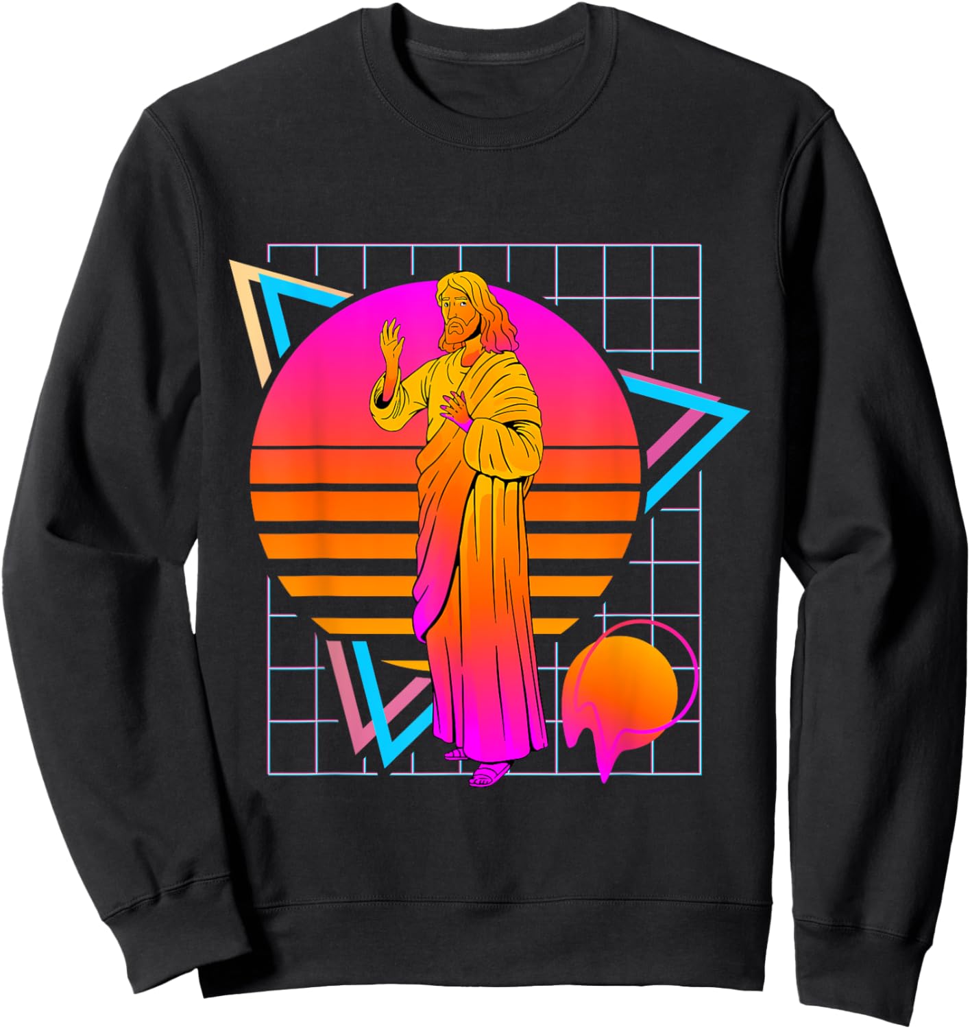 Jesus Retro 80s Style Vintage Religion Sweatshirt - Sweatshirt | Black