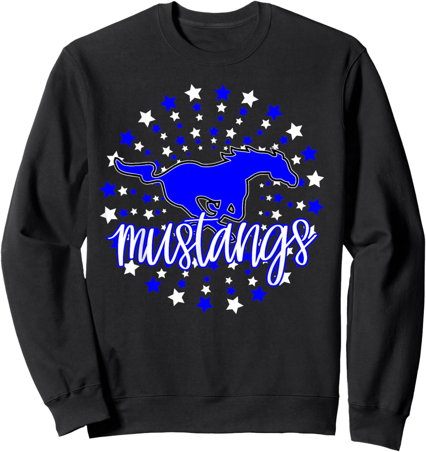 Mustangs School Spirit Stars Mustang Pride Football Mom Sweatshirt - Sweatshirt | Black