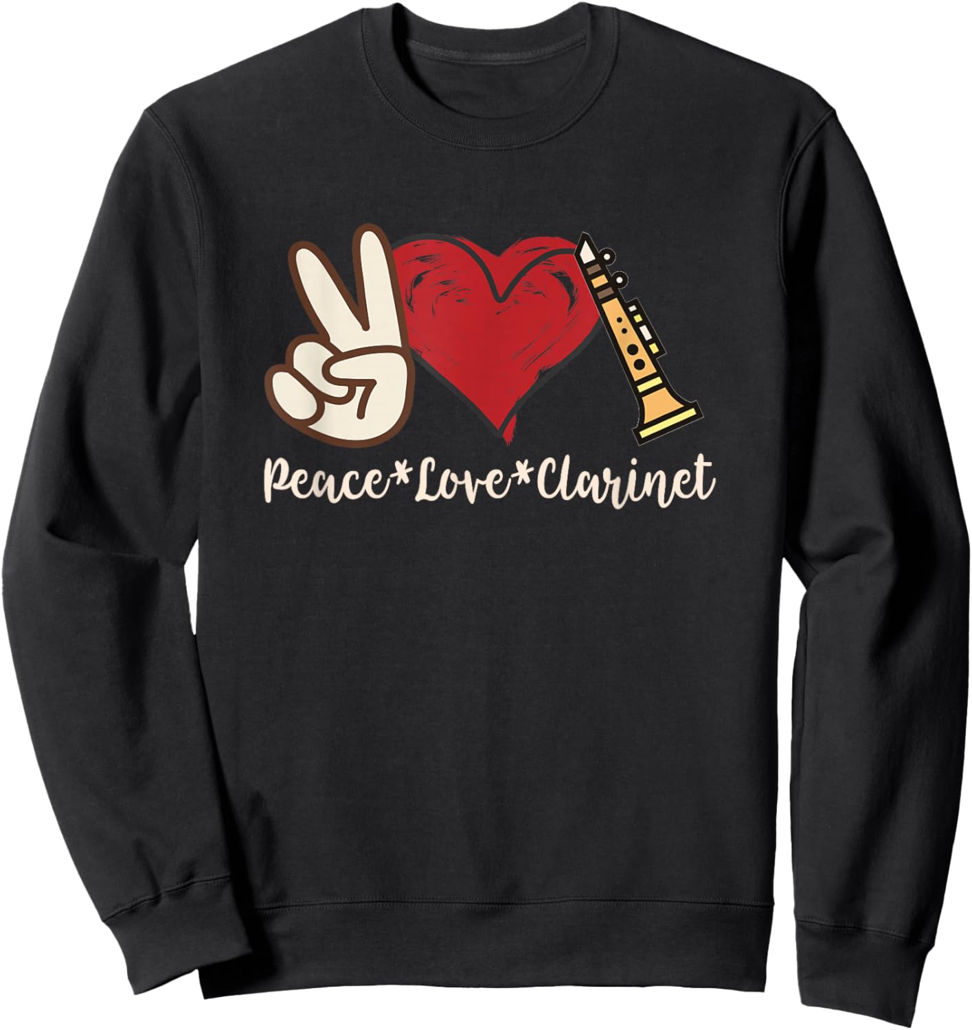 Peace Love Clarinet Sweatshirt - Sweatshirt | Black