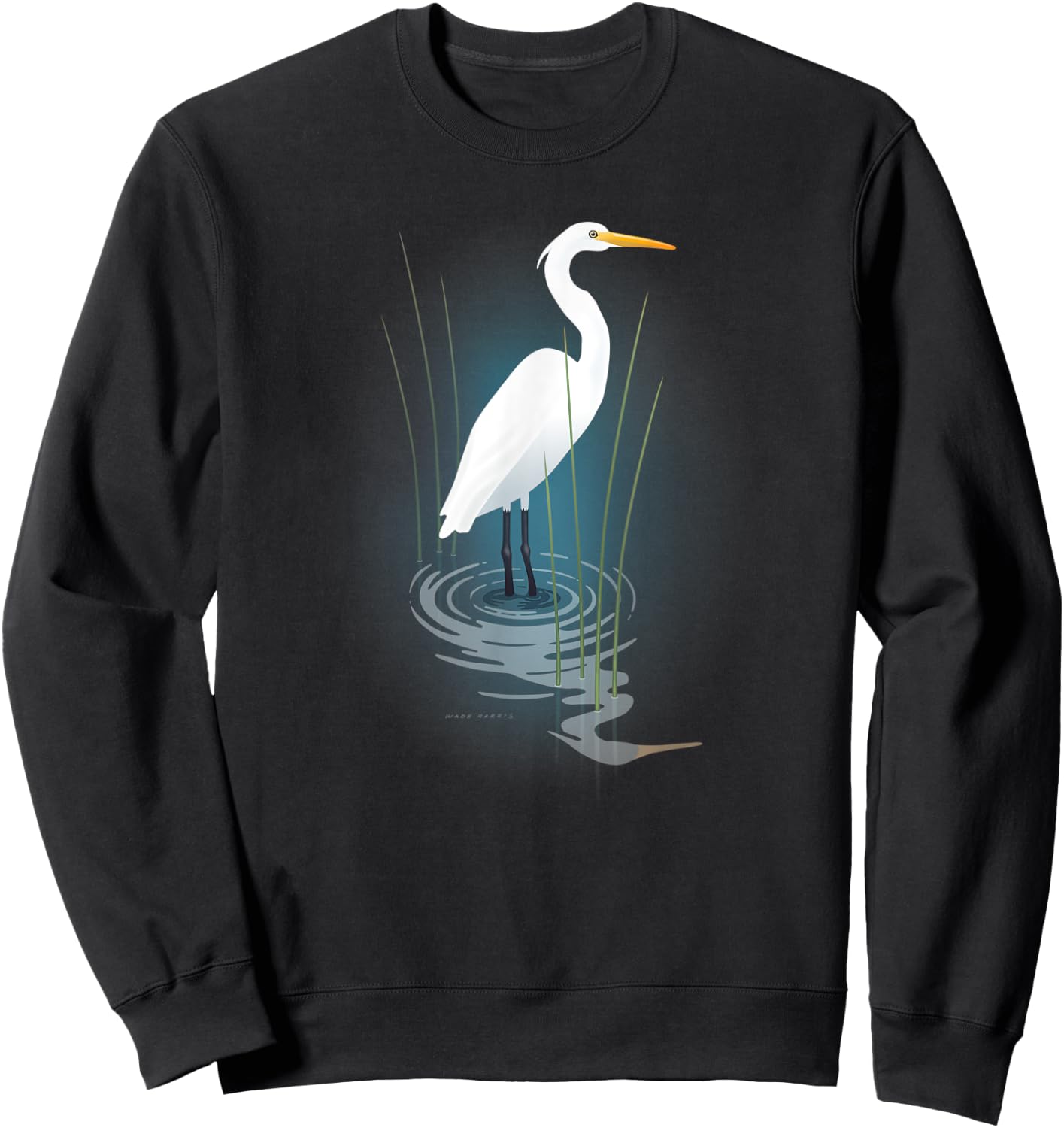 Snowy Egret Sweatshirt - Sweatshirt | Black