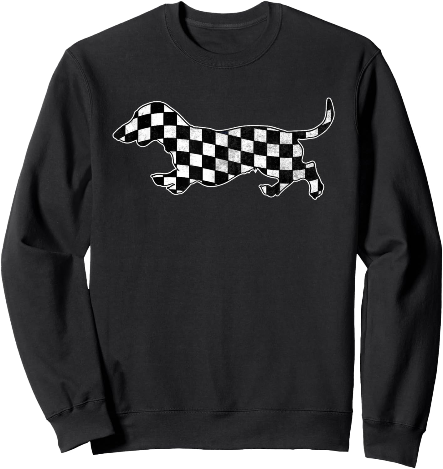 Checkered Dachshund Retro Puppy Race Wiener Dog Boys Sweatshirt - Sweatshirt | Black