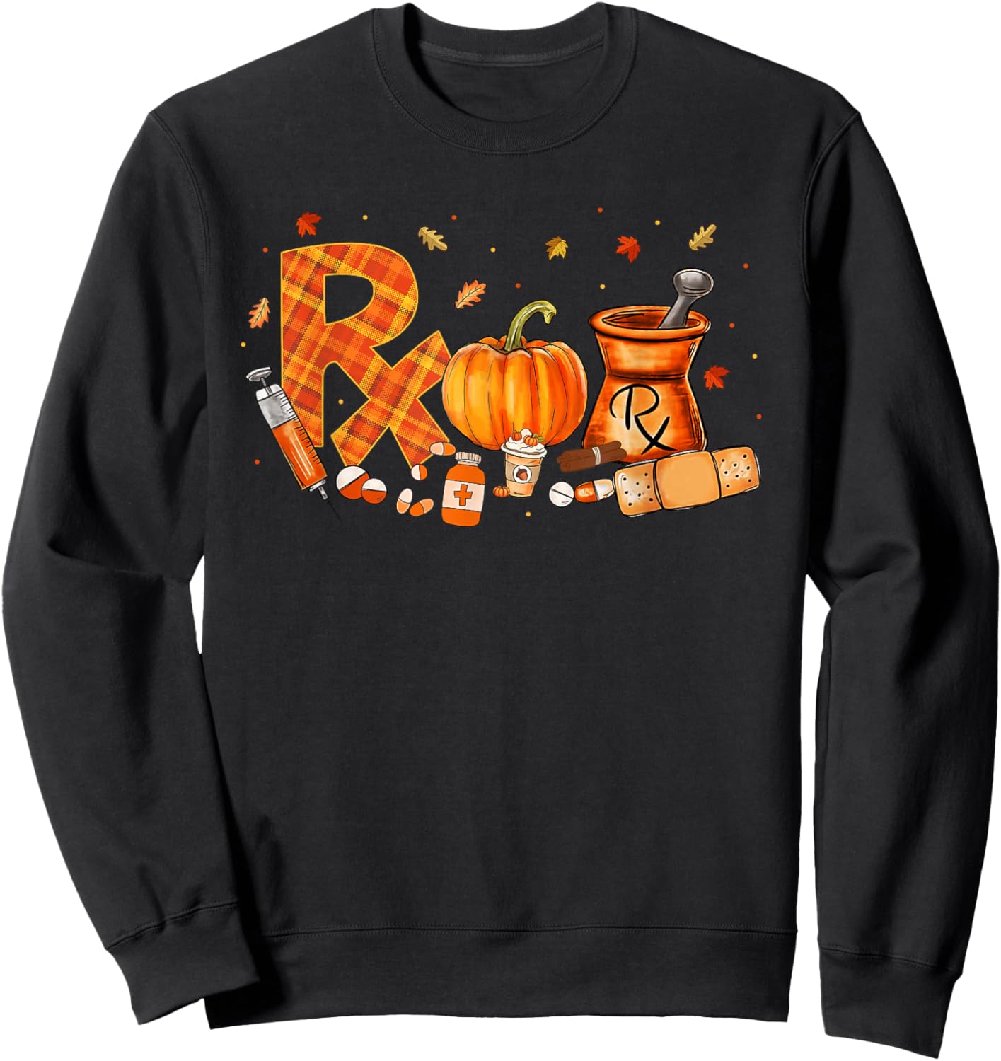 CPhT Pharmacy Technician Fall Autumn Leaves Pumpkin Season Sweatshirt - Sweatshirt | Black