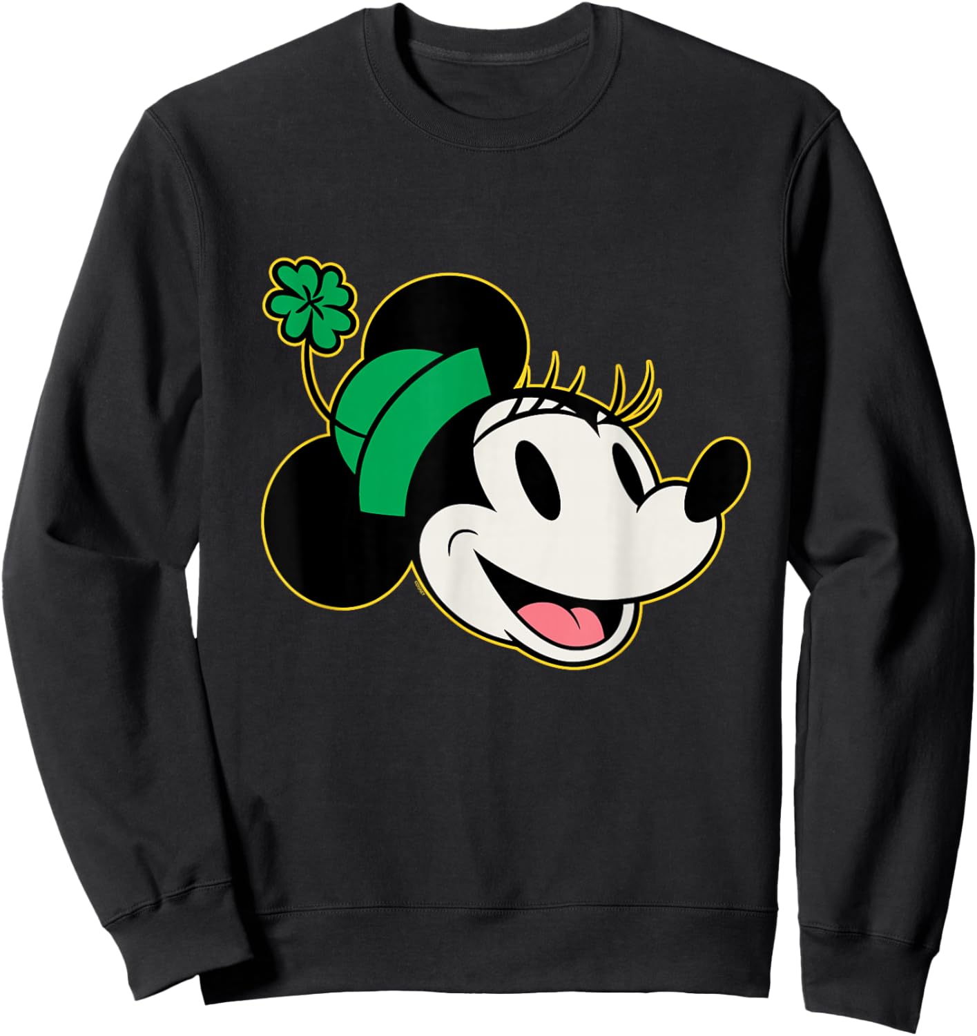 NEW Disney Minnie Mouse St. Patrick's Day Vintage Big Face Sweatshirt - Sweatshirt | Black