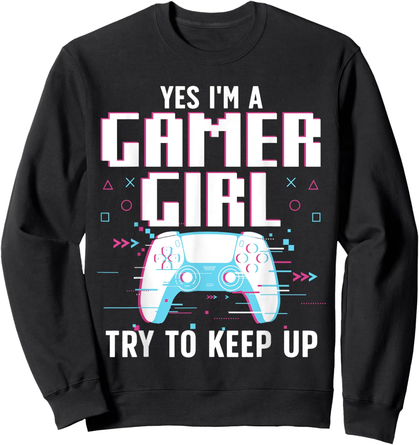 Cool Gamer Girl Girls Kids Gaming Video Game Nerd Sweatshirt - Sweatshirt | Black