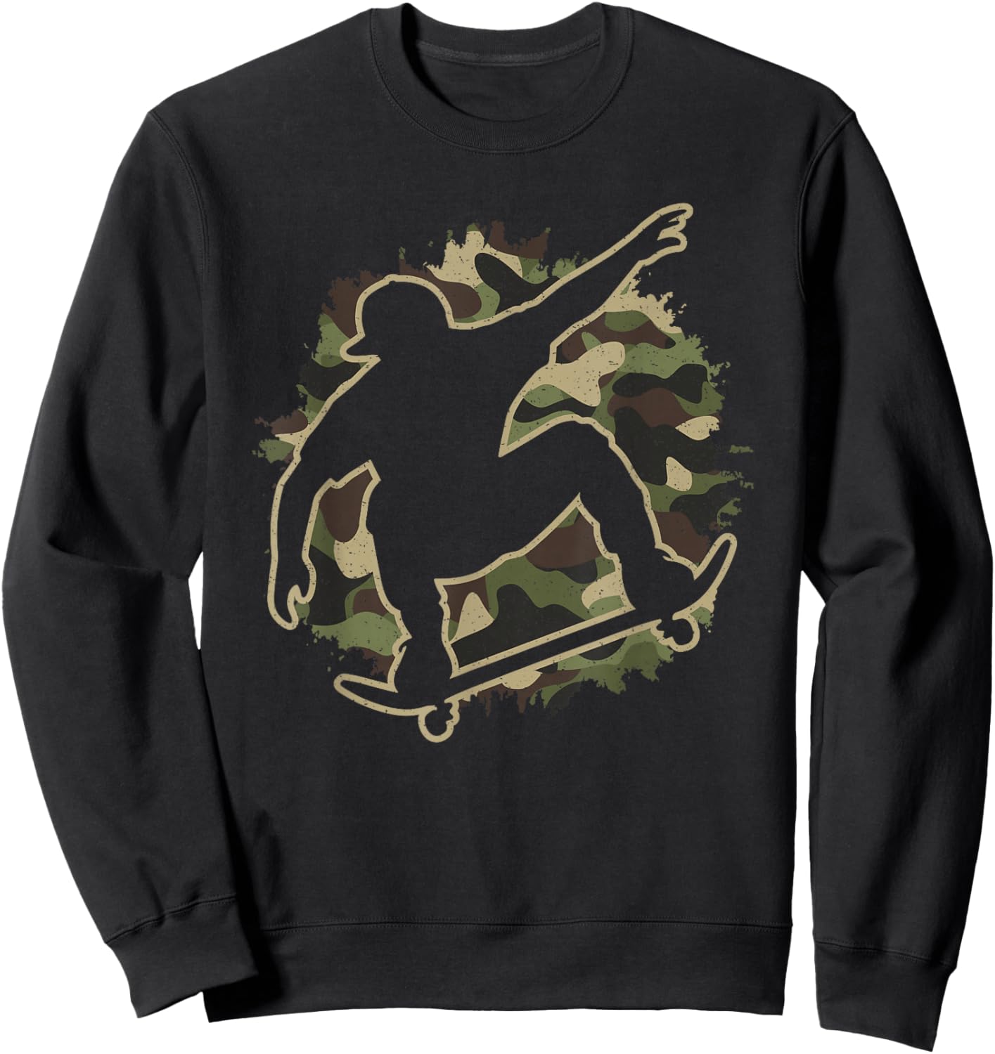Skater Camouflage Skateboard Camo Skating Lover Men Boys Sweatshirt - Sweatshirt | Black