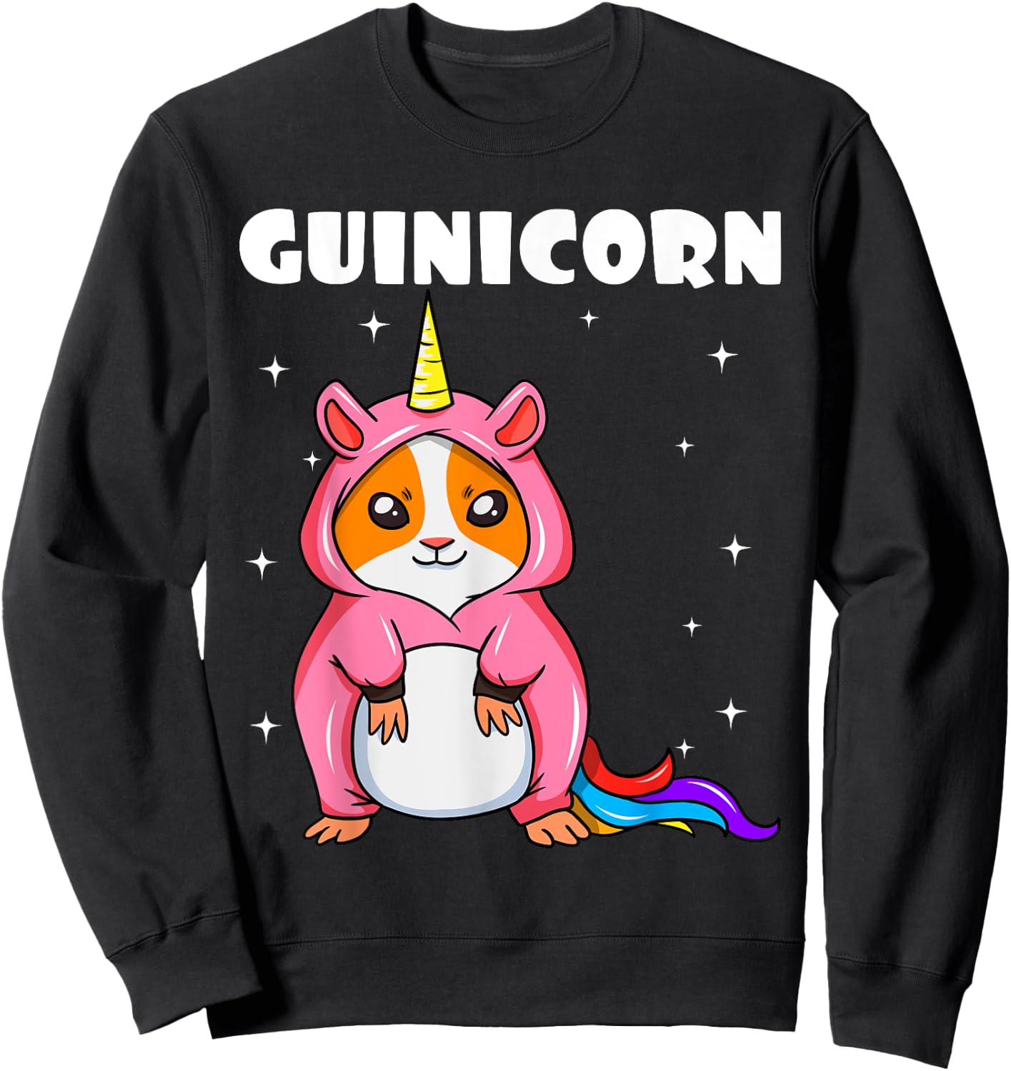Guinicorn Guinea Pig White Unicorn Mystical Horse Rodent Sweatshirt - Sweatshirt | Black