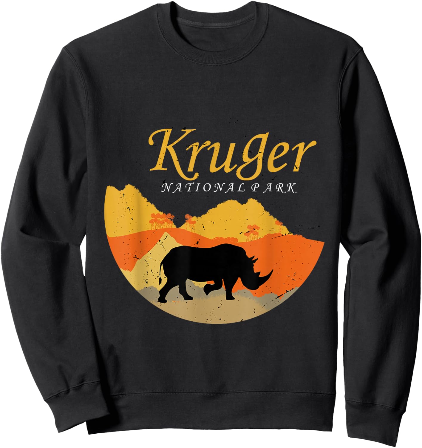 Rhino Africa Kruger National Park Safari Big Five Savanna Sweatshirt - Sweatshirt | Black
