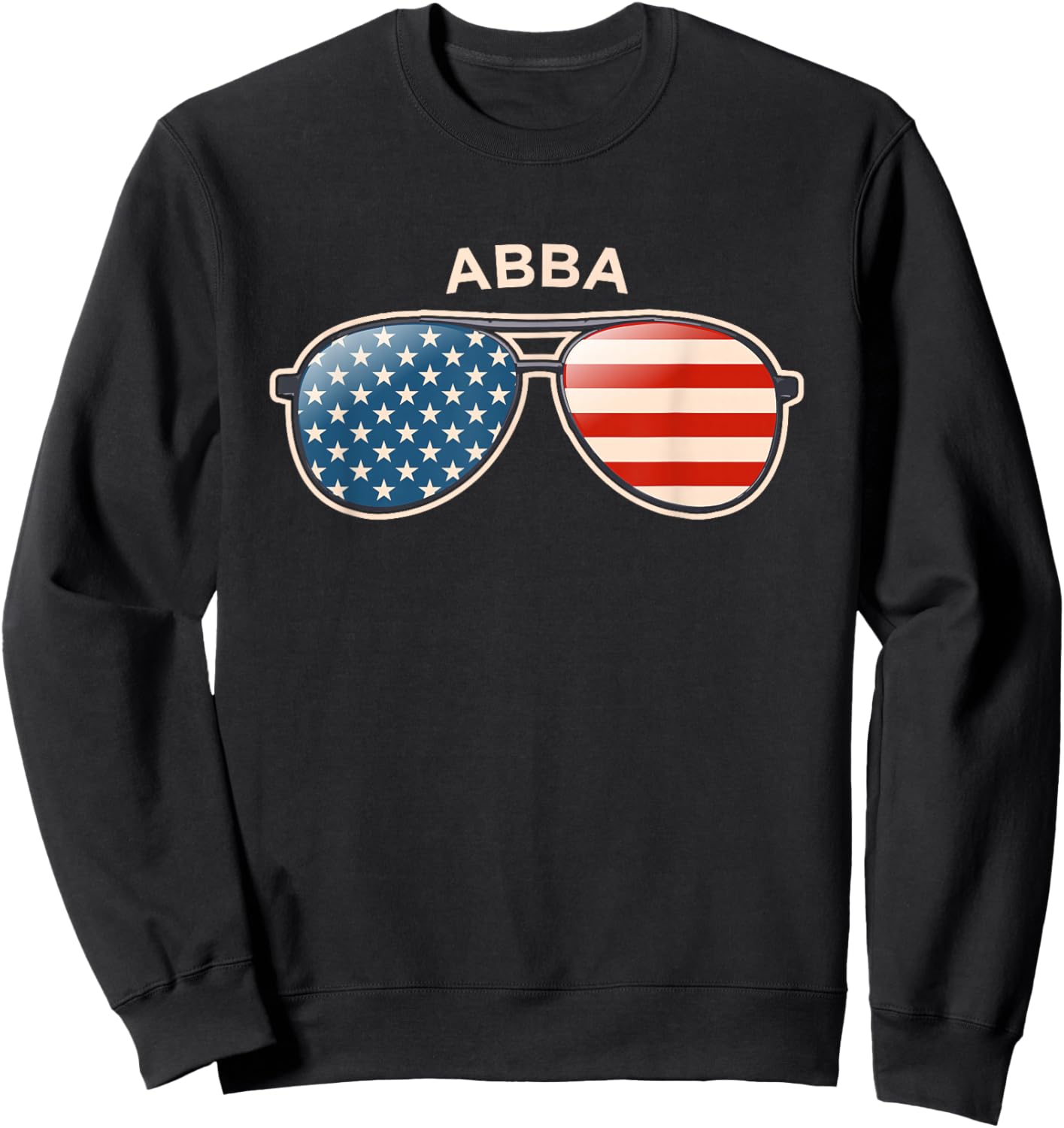 Abba, GA Vintage US Flag Sunglasses Sweatshirt - Sweatshirt | Black