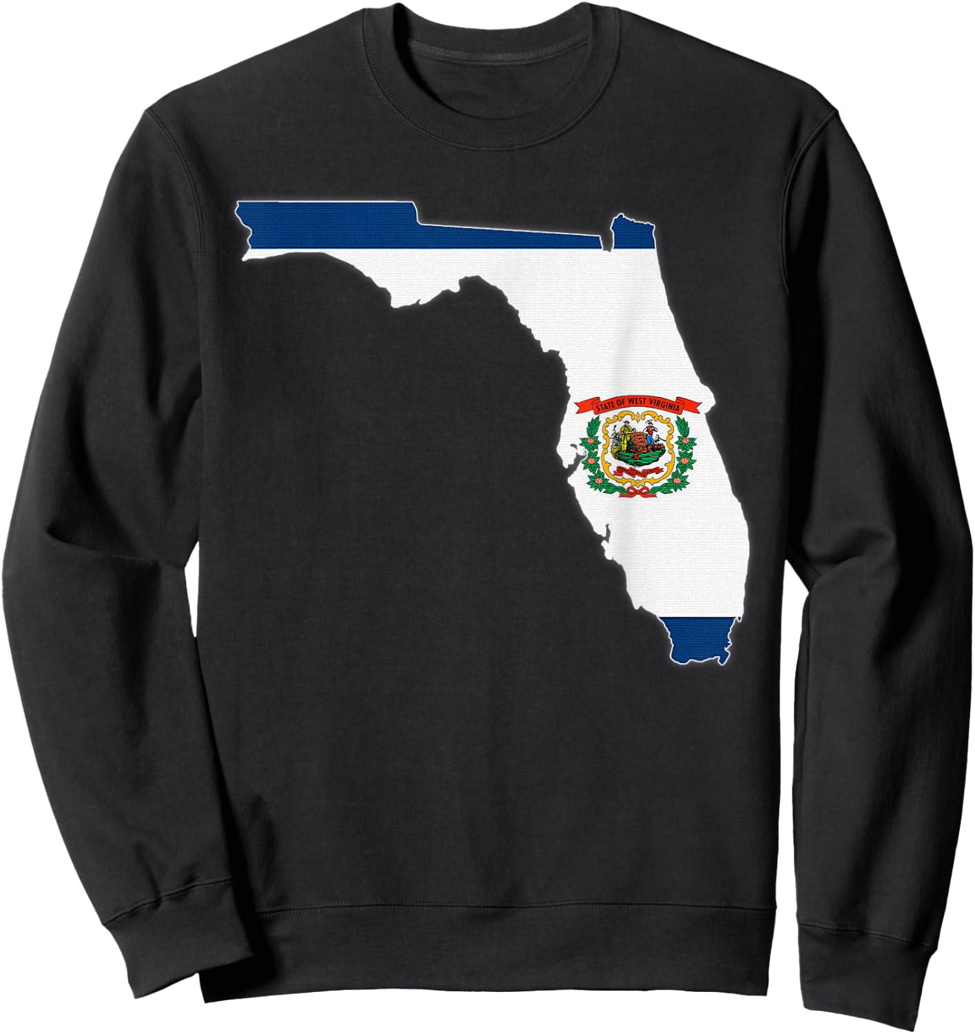 FLORIDA STATE MAP WEST VIRGINIA WV Flag Roots Men Women Gift Sweatshirt - Sweatshirt | Black
