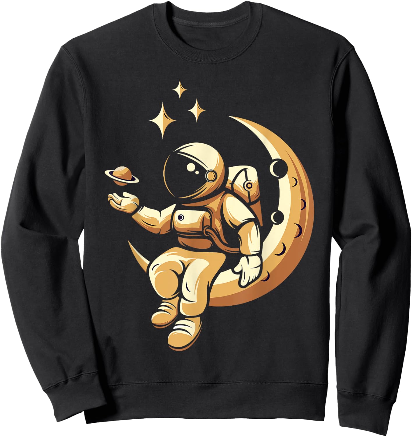 Moon Outer Space Planets Astronaut Sweatshirt - Sweatshirt | Black