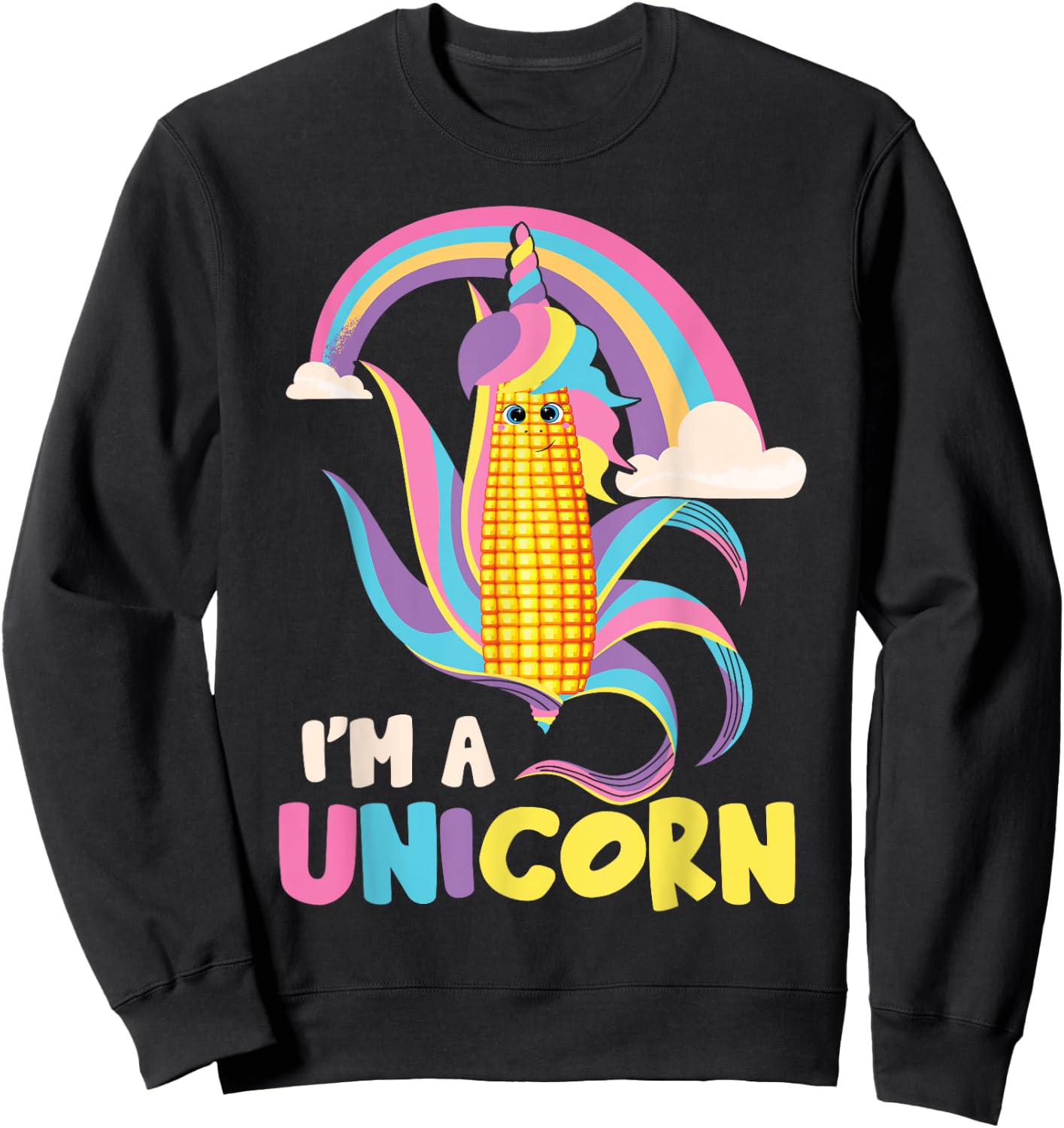 I'm A Unicorn | Funny Maize Corn Cob Kids Farming Corn Sweatshirt - Sweatshirt | Black