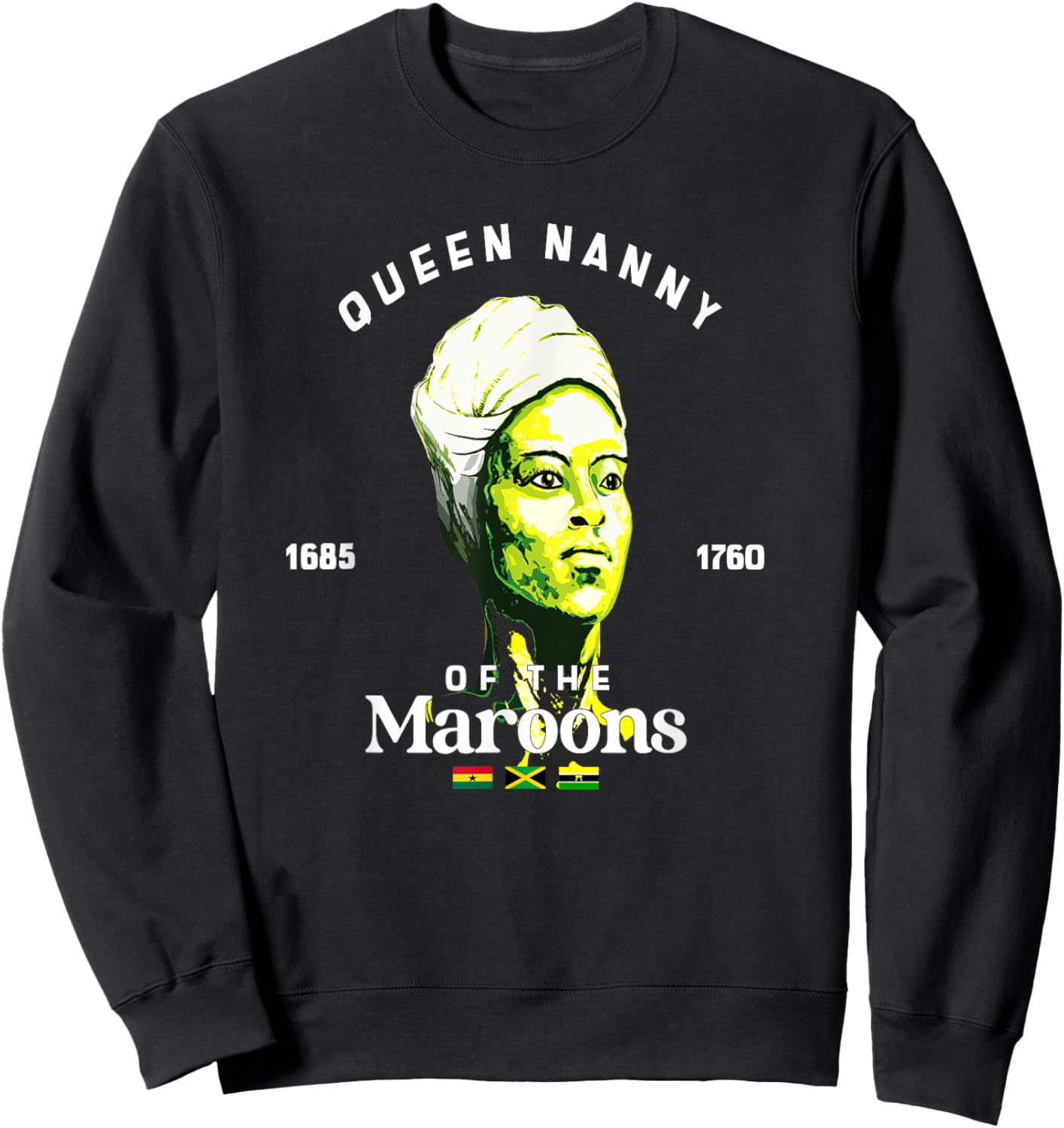 Queen Nanny of the Maroons, Jamaican national hero, Ashanti Sweatshirt - Sweatshirt | Black