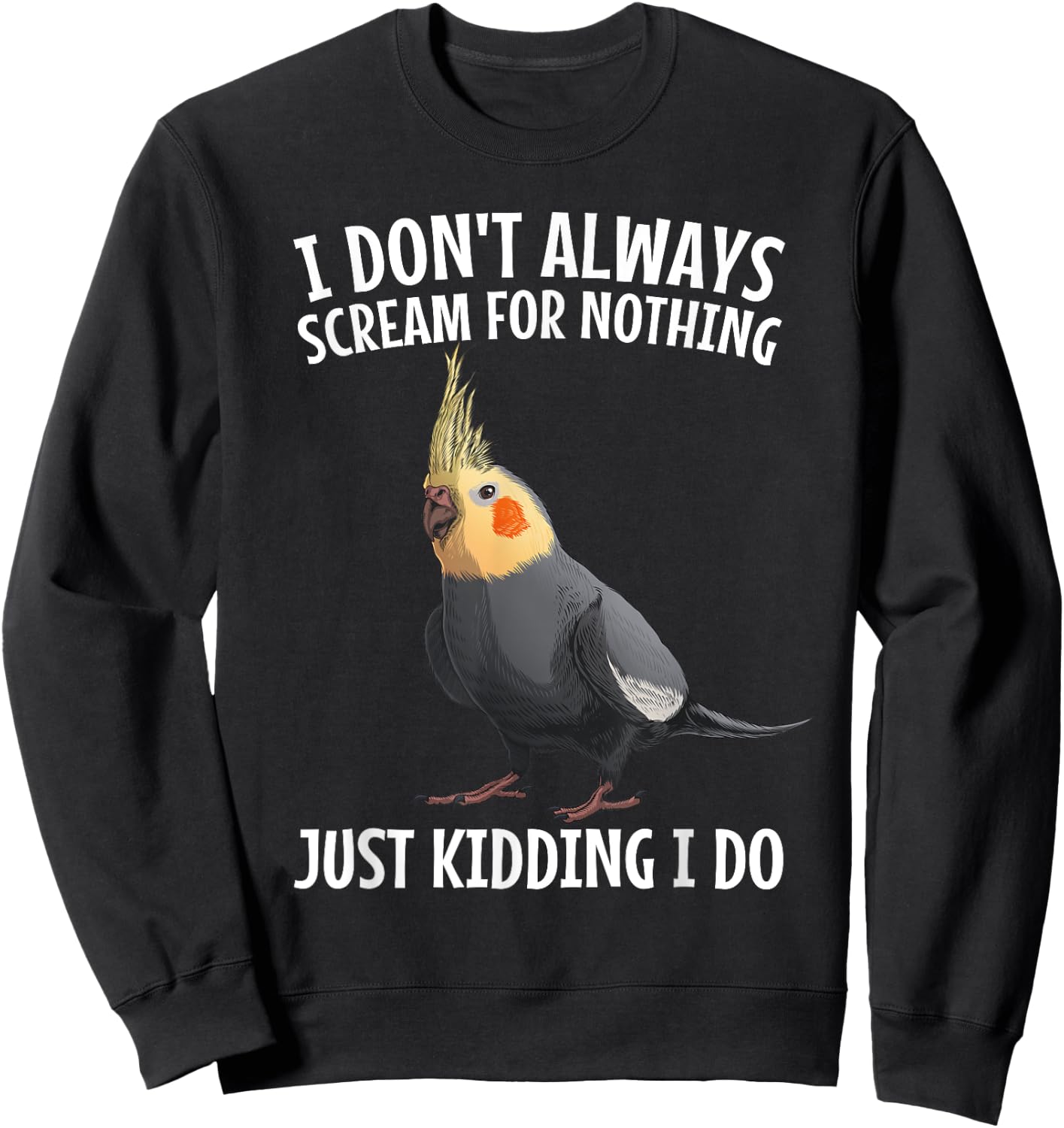 Cute Cockatiel Design Women Kids Quarrion Bird Lover Sweatshirt - Sweatshirt | Black