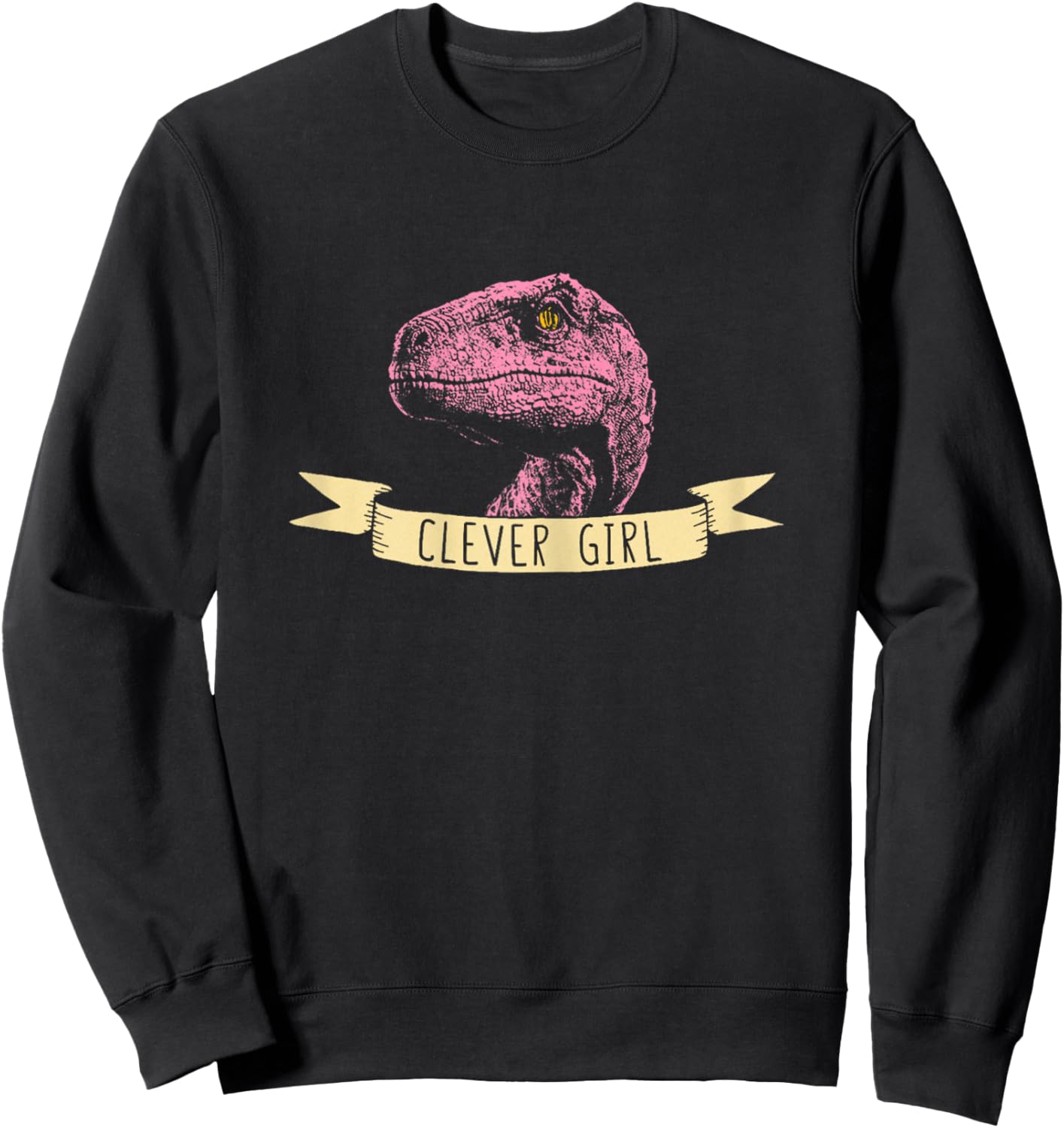 Clever Girl Pink Raptor for Adolescent Girls Dino Sweatshirt - Sweatshirt | Black