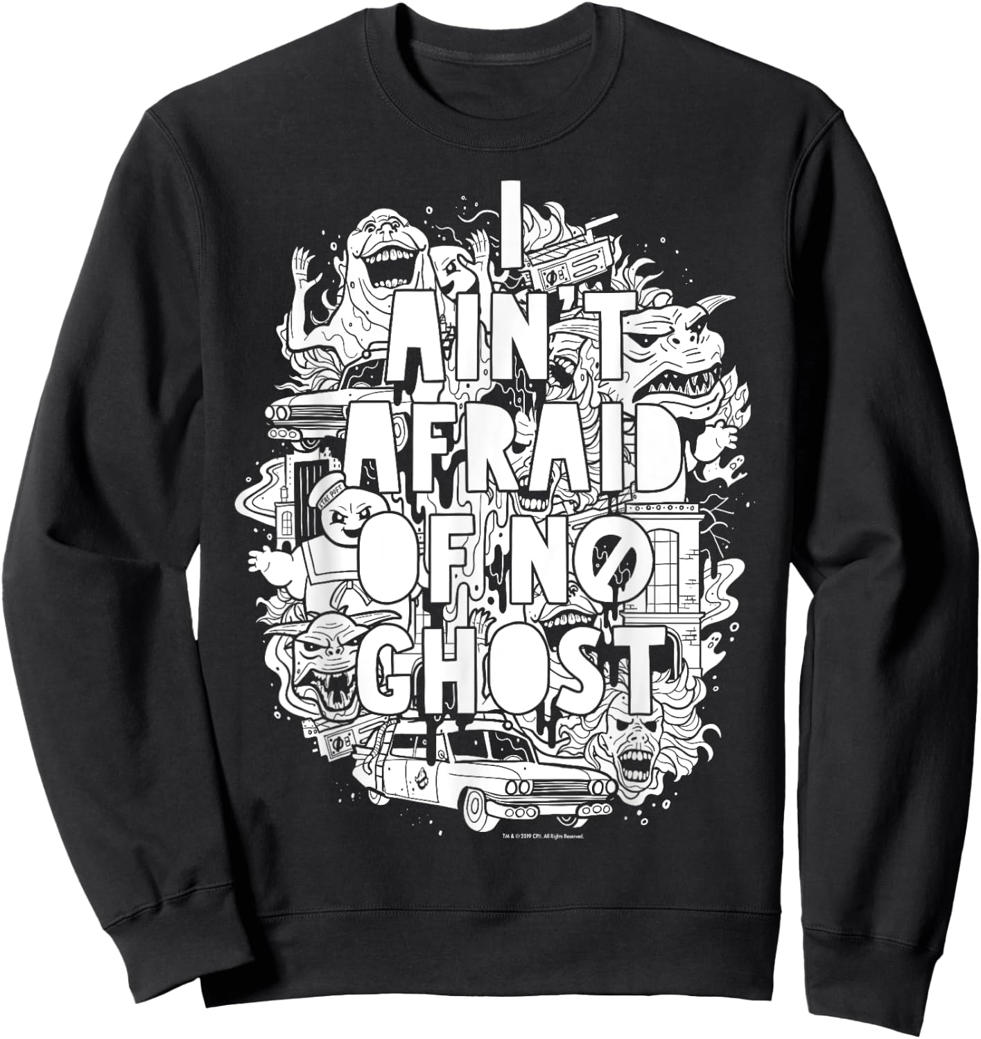 Ghostbusters Ain't Afraid Collage Poster Graphic Sweatshirt - Sweatshirt | Black