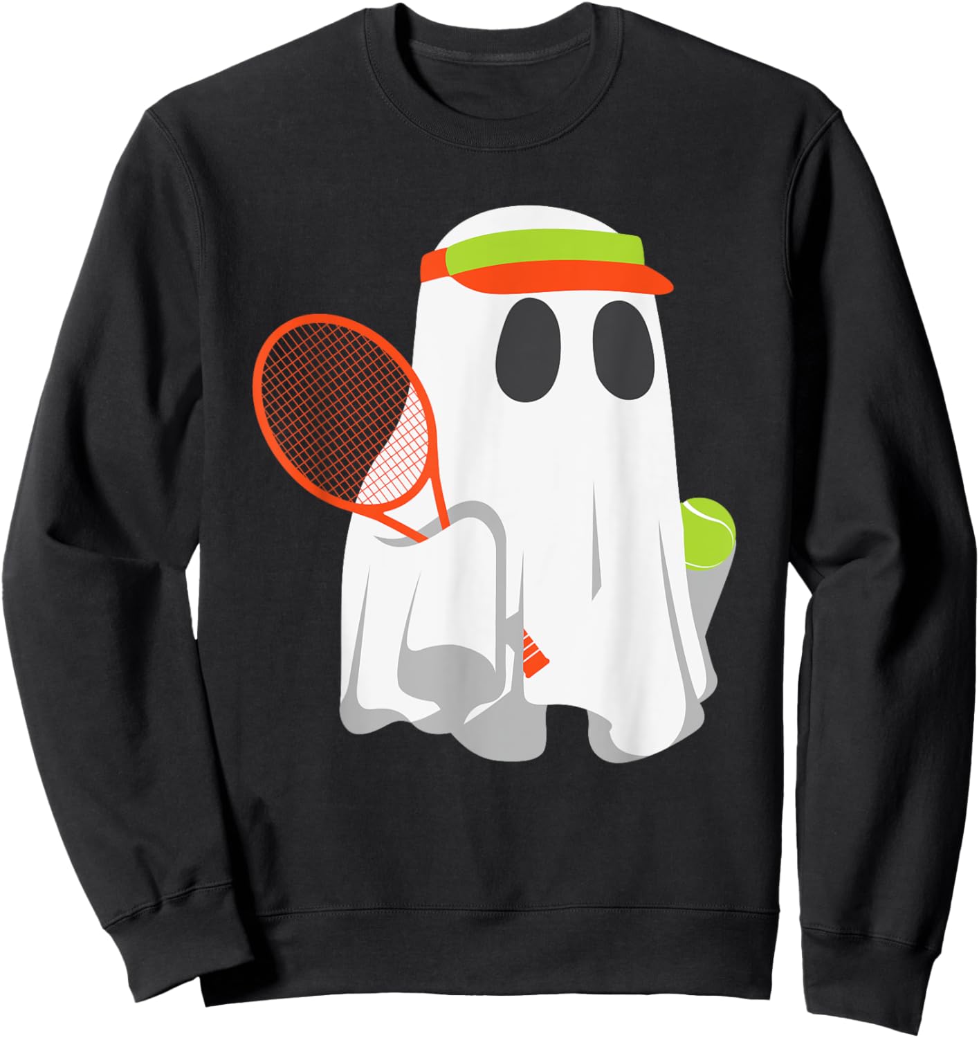 Funny Halloween Tennis Player Ghost Men Women Kids Matching Sweatshirt - Sweatshirt | Black